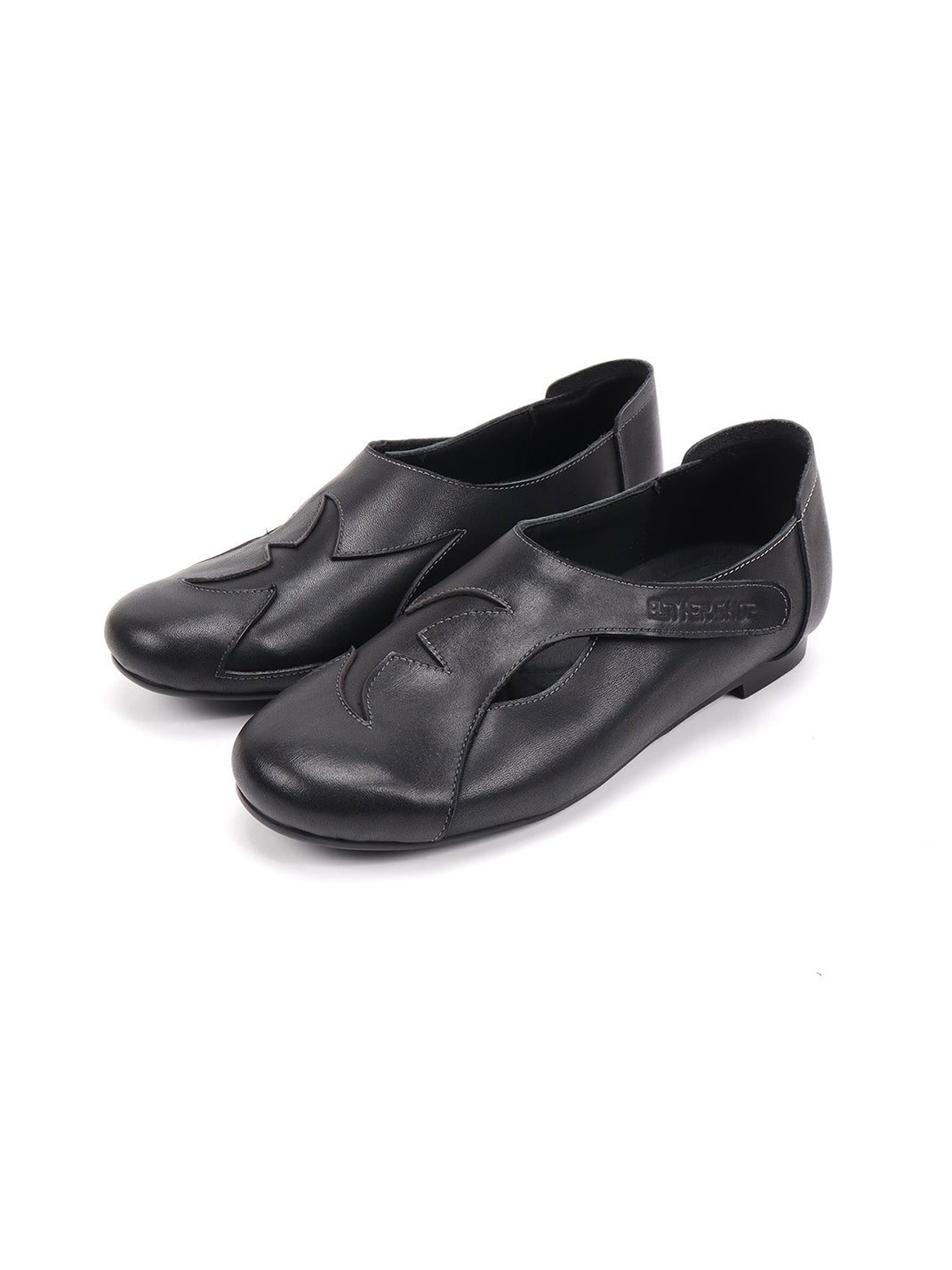 Star-Panel Square-Toe Leather Ballet Flats - View 13