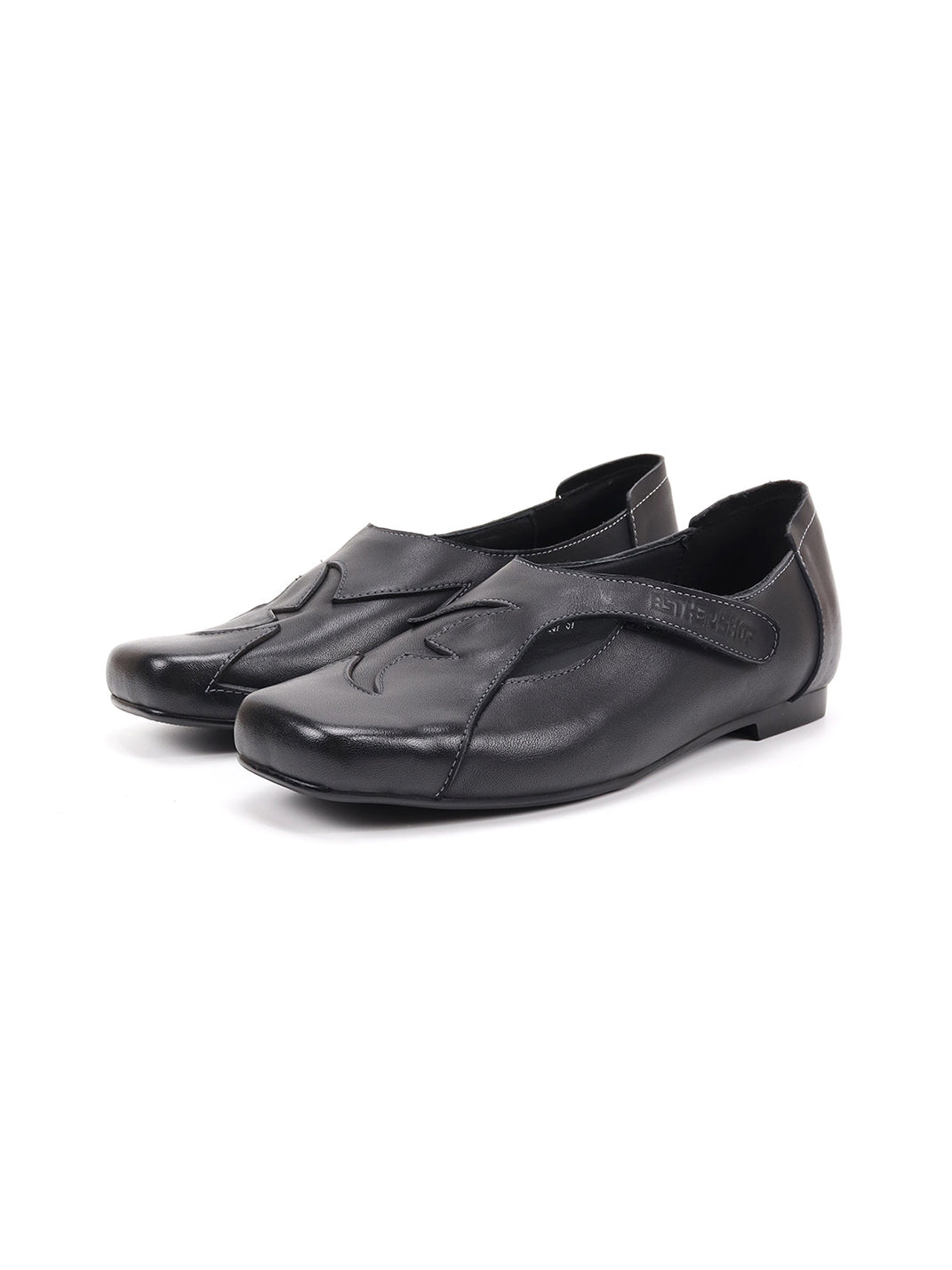 Star-Panel Square-Toe Leather Ballet Flats - View 15