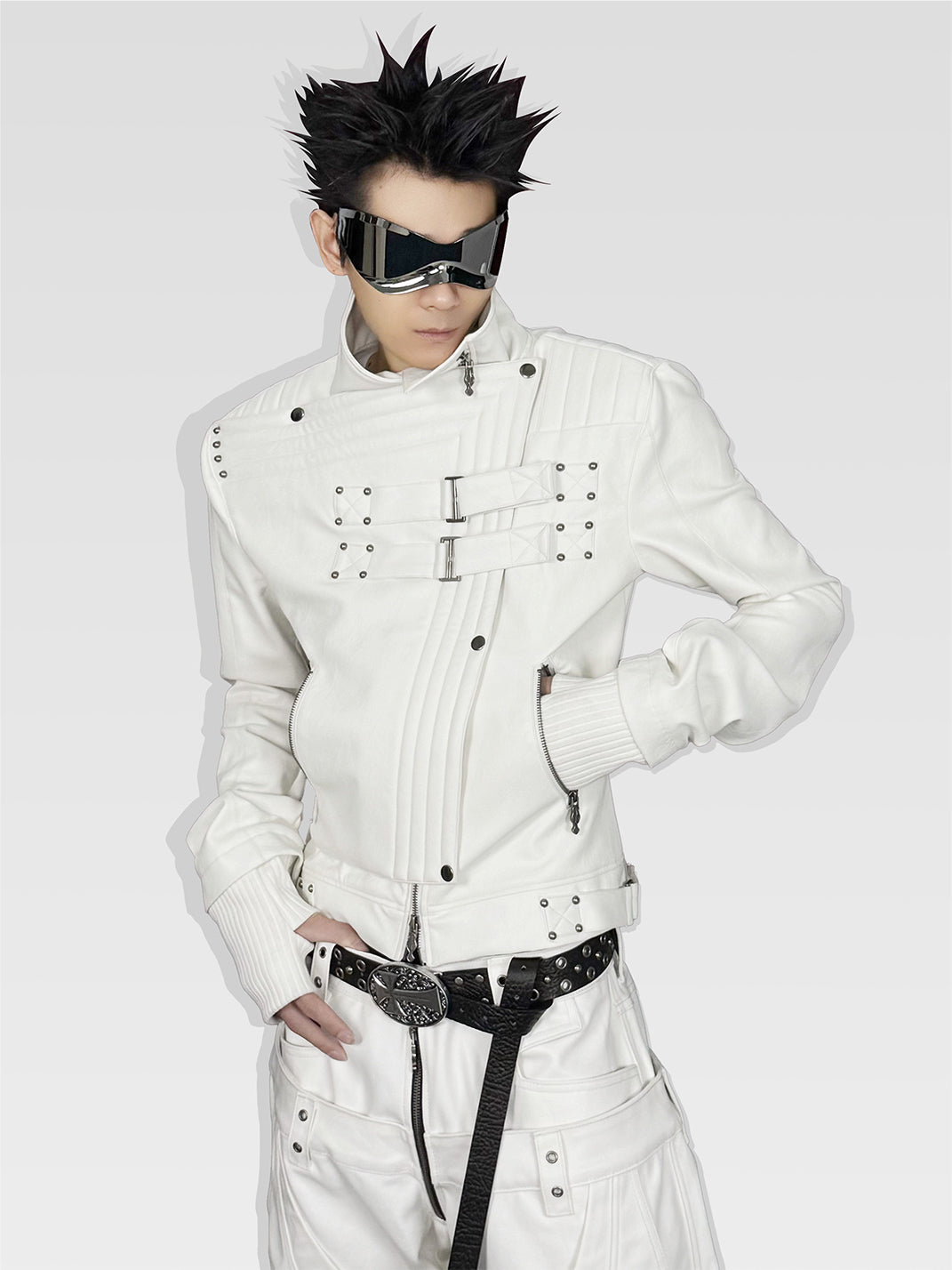 Moon-Knight Metallic Faux-Leather Jacket