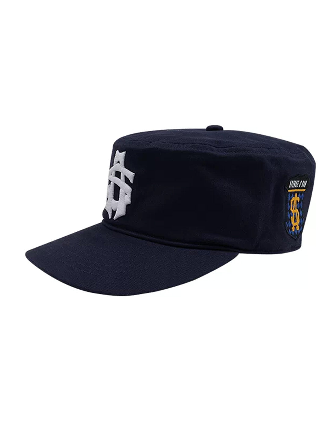 Rhinestone-Logo Structured Flat-Top Cap - View 5