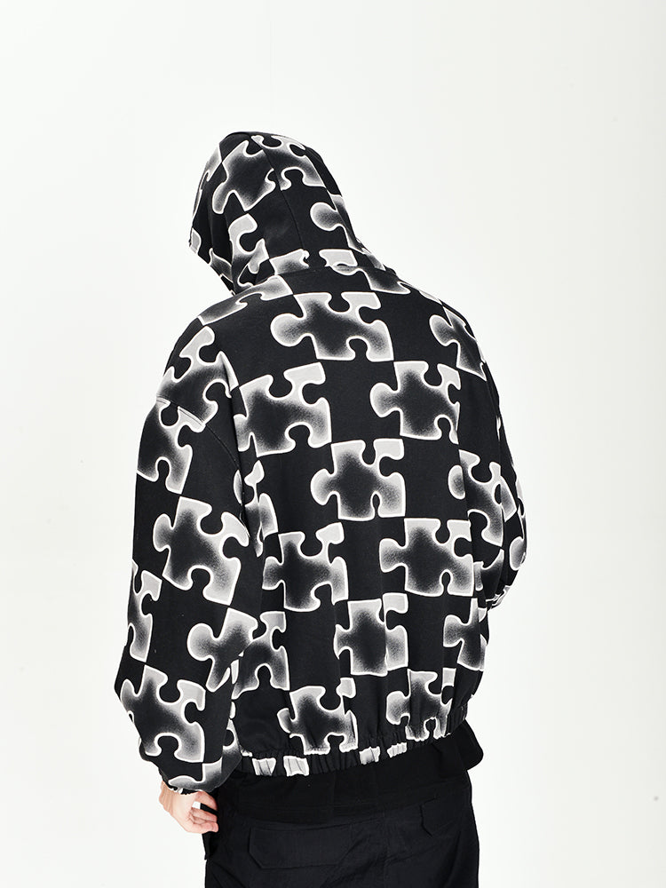 Full Print Puzzle Half Zip Hoodie - chiclara