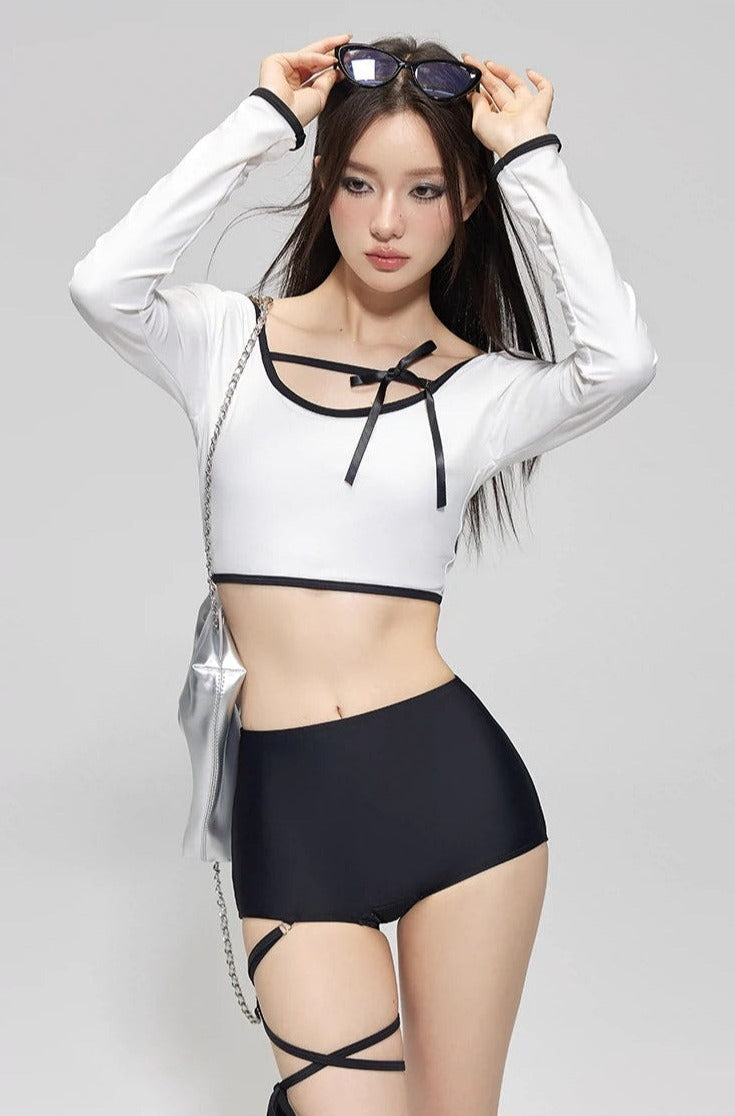Black and White Strappy Crop Set