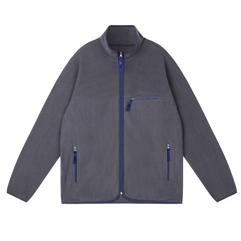 Stylish Contrasting Edge Zipper Fleece Jacket - chiclara