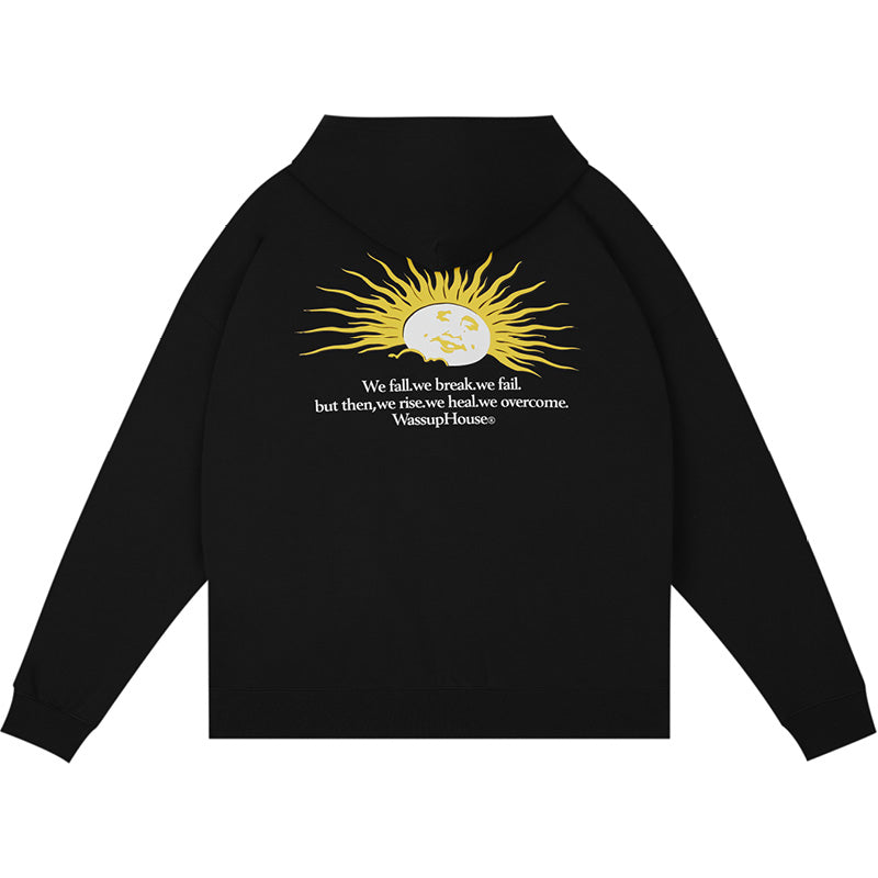 Scenic Sunrise Sunset Print Zipper Hoodie - chiclara