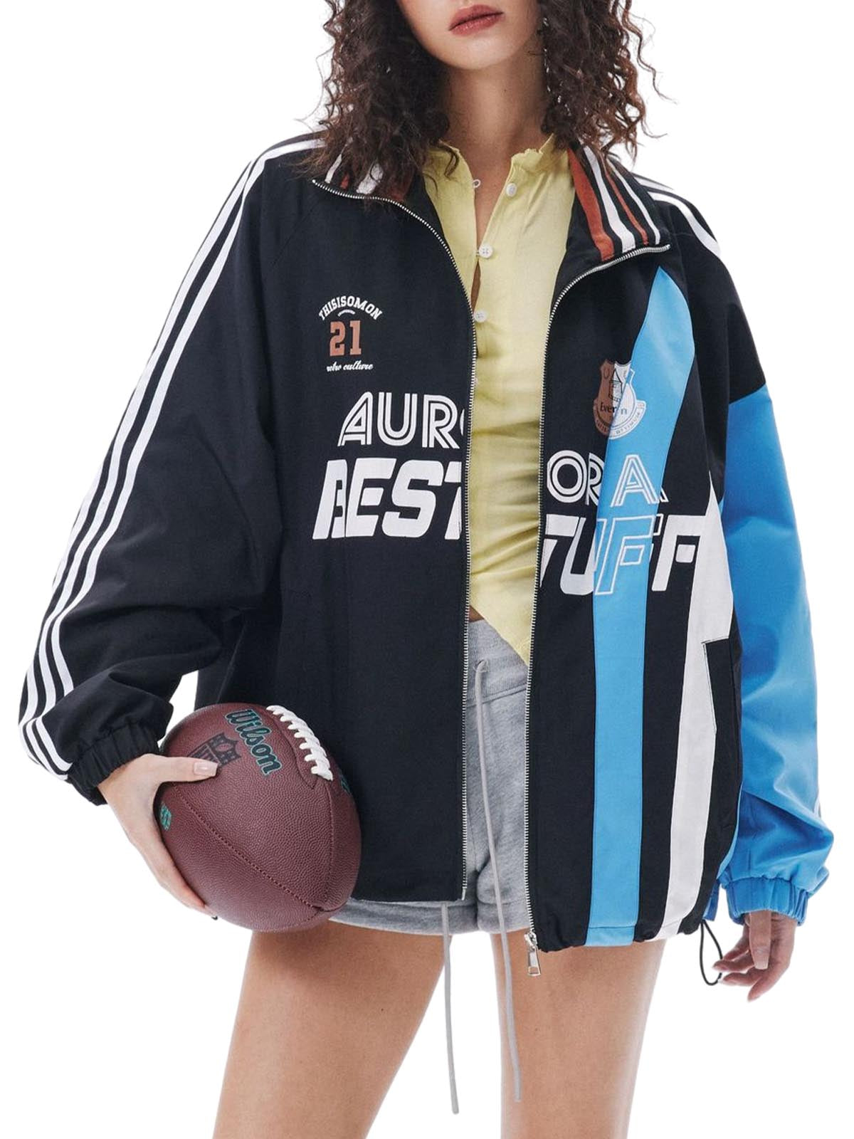 Vintage-Style Two-Tone Athletic Track Jacket