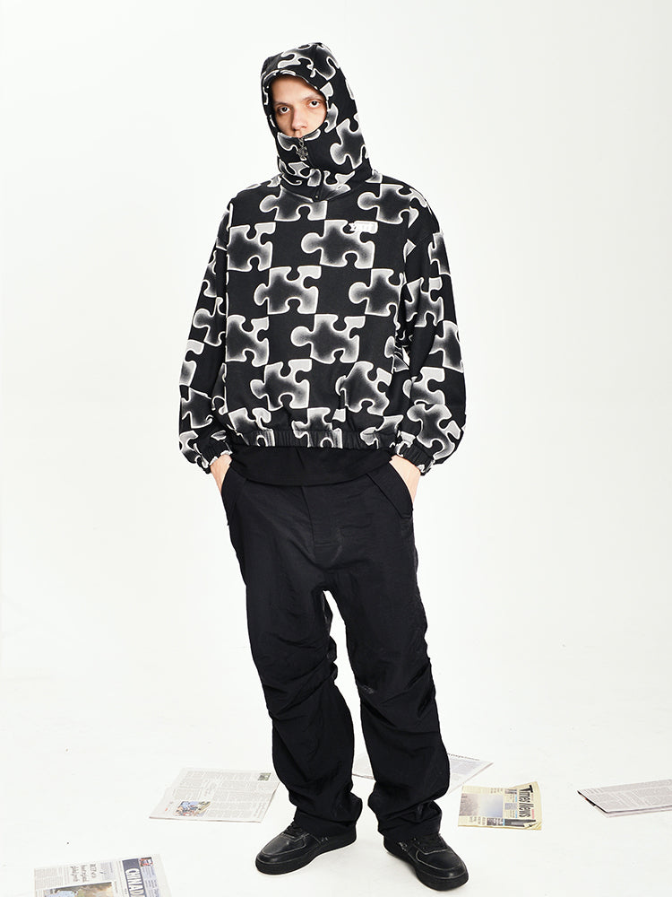 Full Print Puzzle Half Zip Hoodie - chiclara