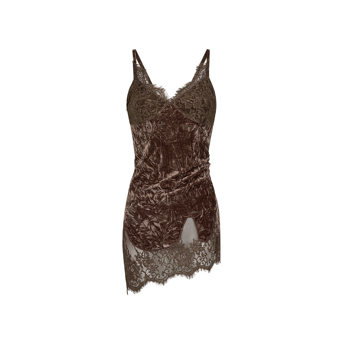 Brown Velvet Lace Slip Camisole