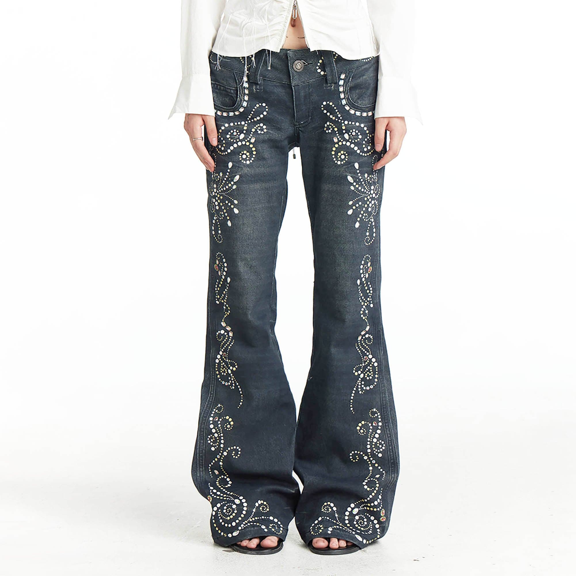 Rhinestone Flare Jeans