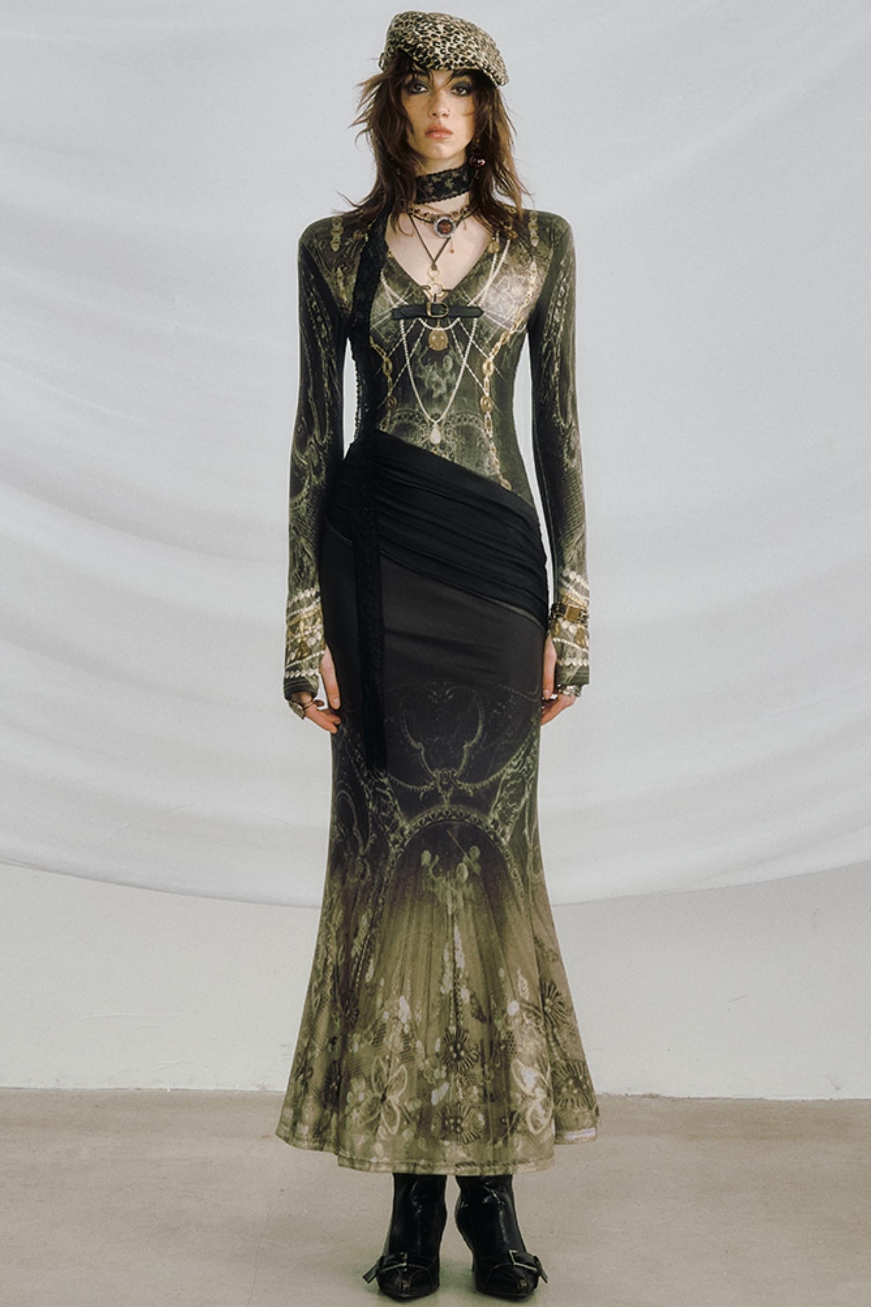 Atmospheric Velvet Gothic Mermaid Dress