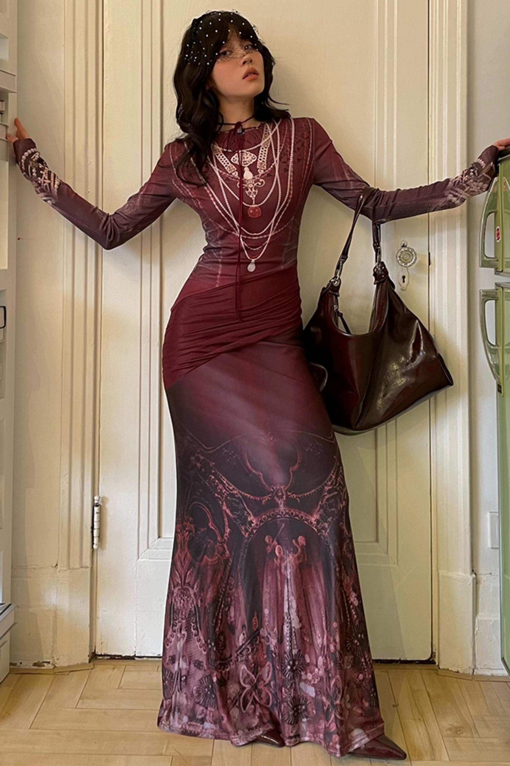 Atmospheric Velvet Gothic Mermaid Dress