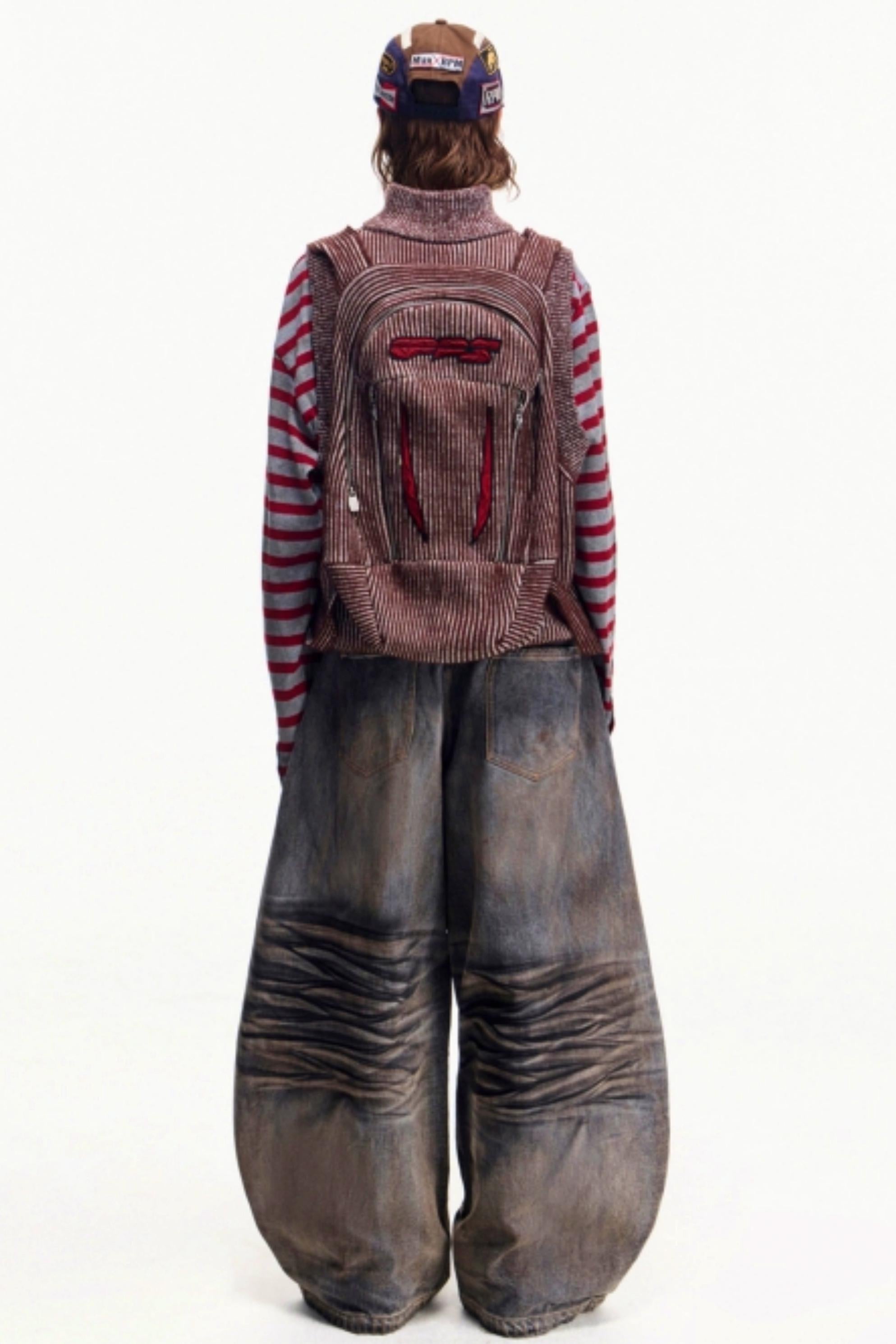 Men's Retro Washed Wide-Leg Jeans
