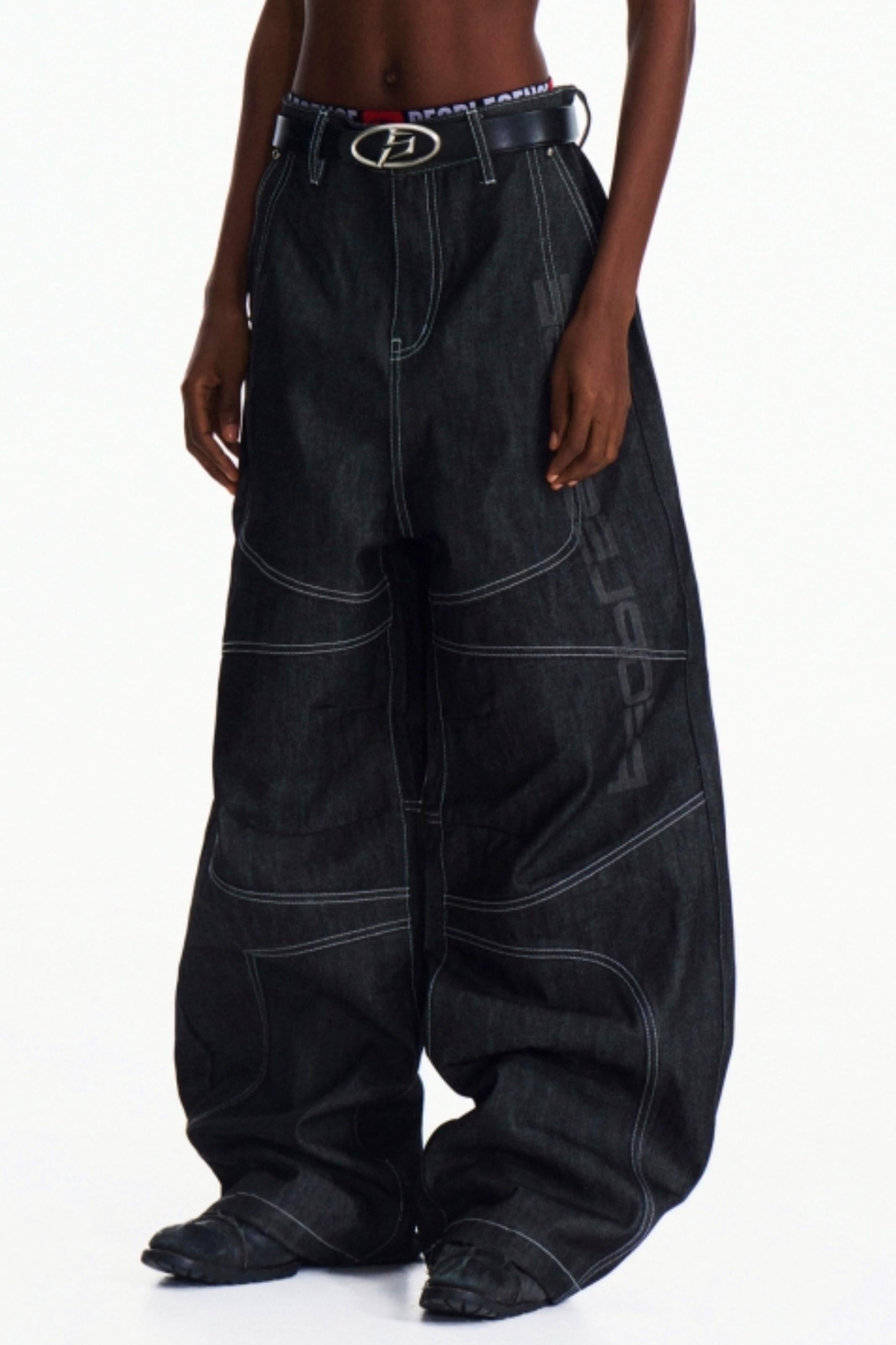 Men's Dark Blue Wide-Leg Pants