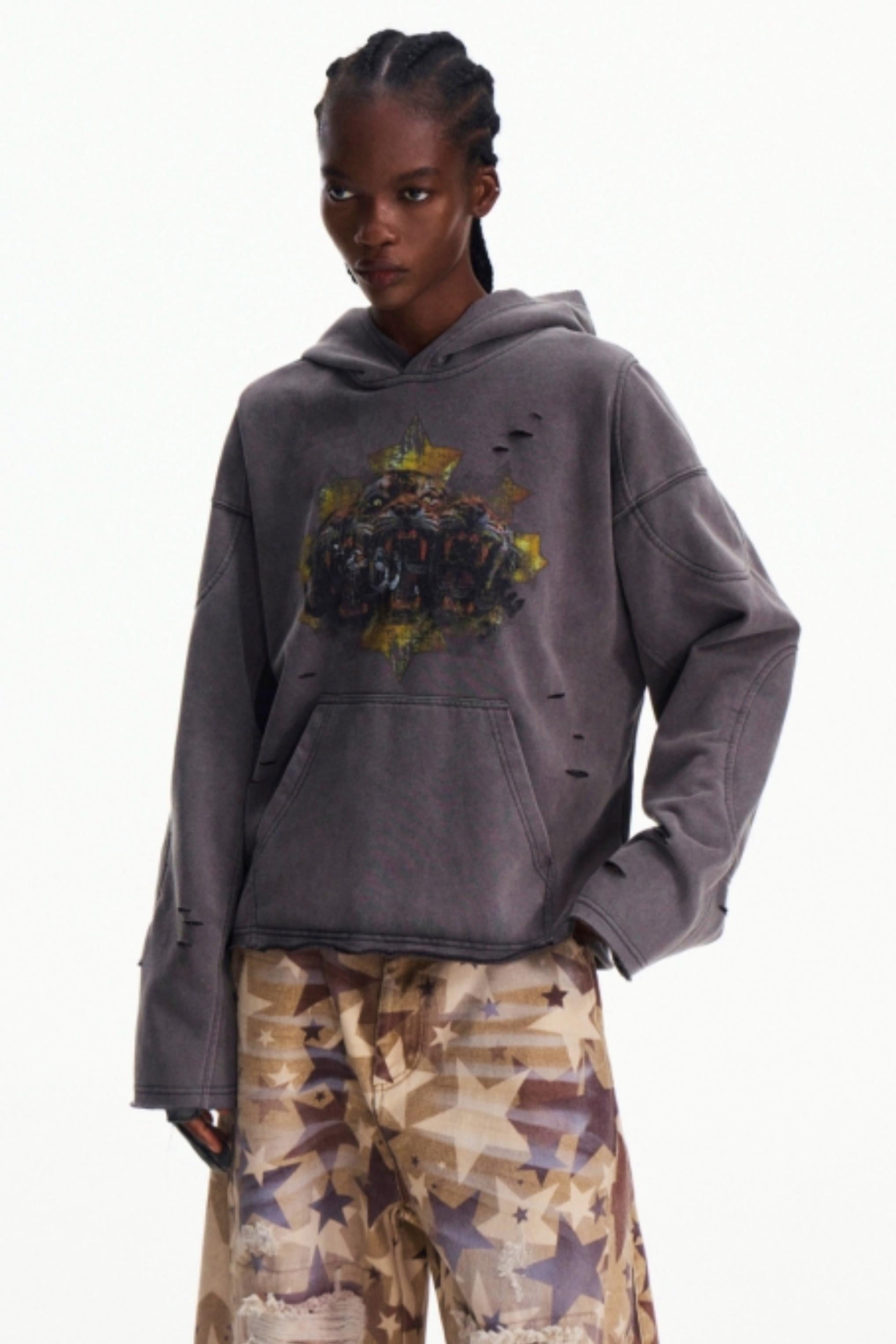 Men's Gray Hooded Sweatshirt