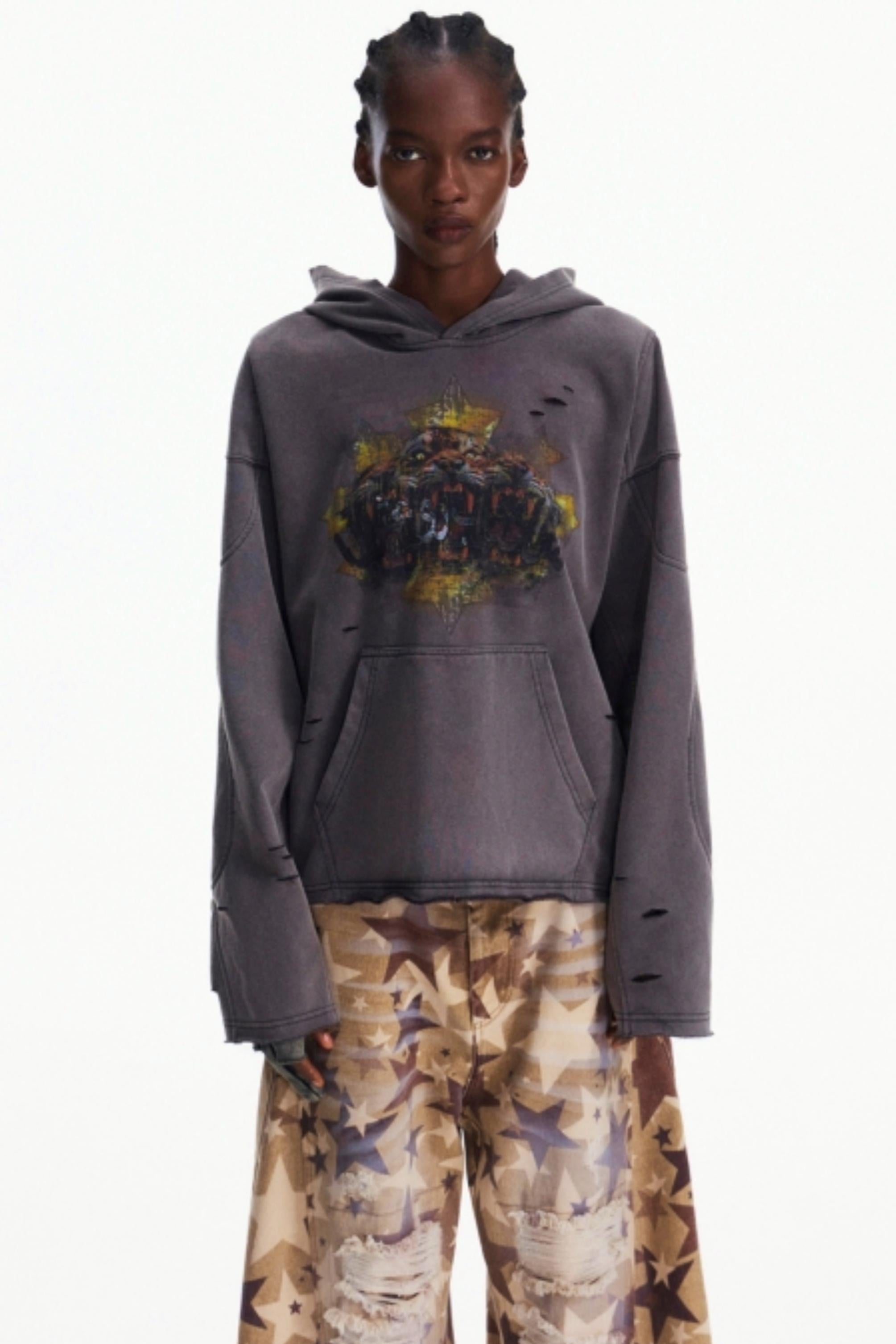 Men's Gray Hooded Sweatshirt