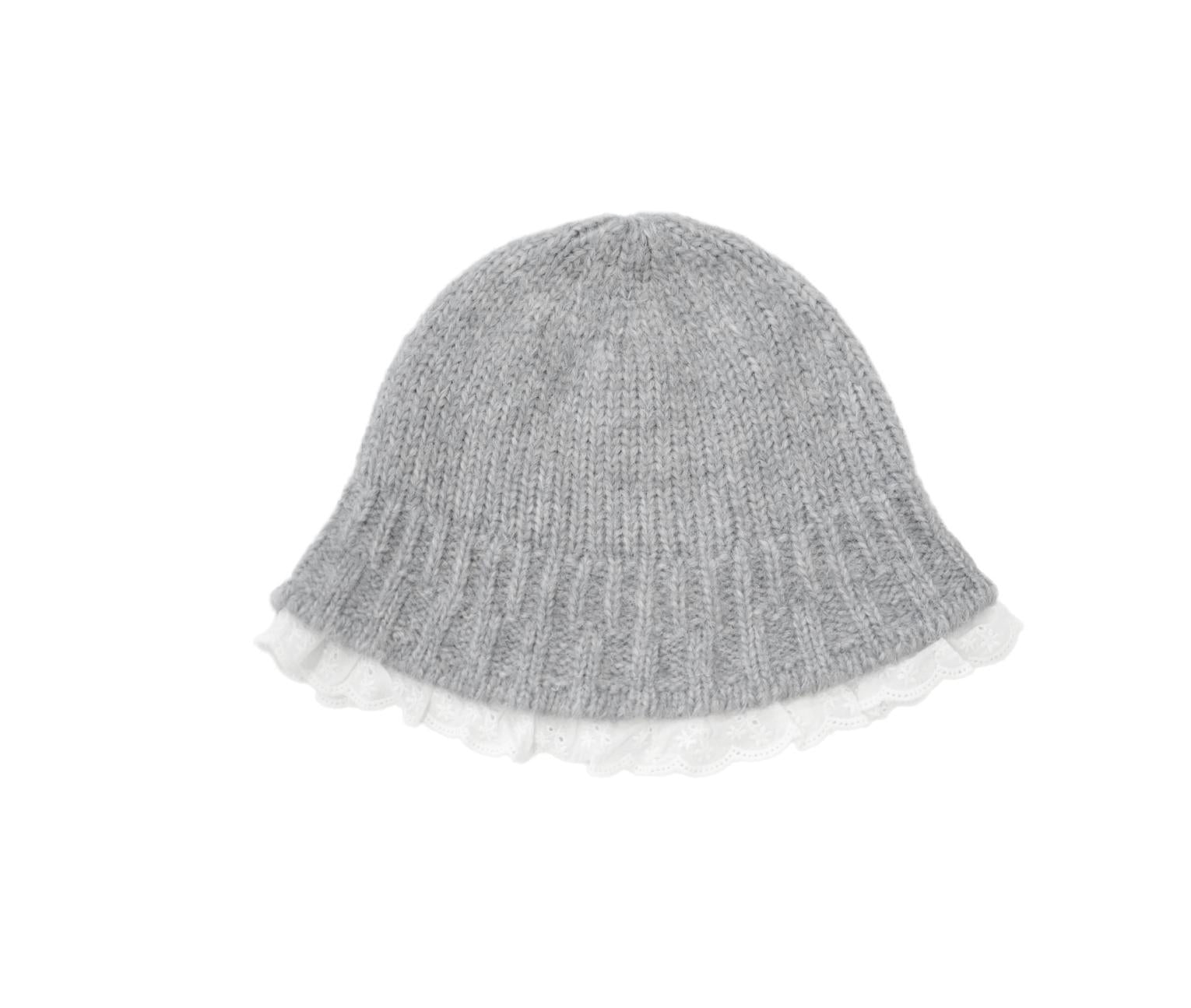 Lace-Trimmed Knit Beanie