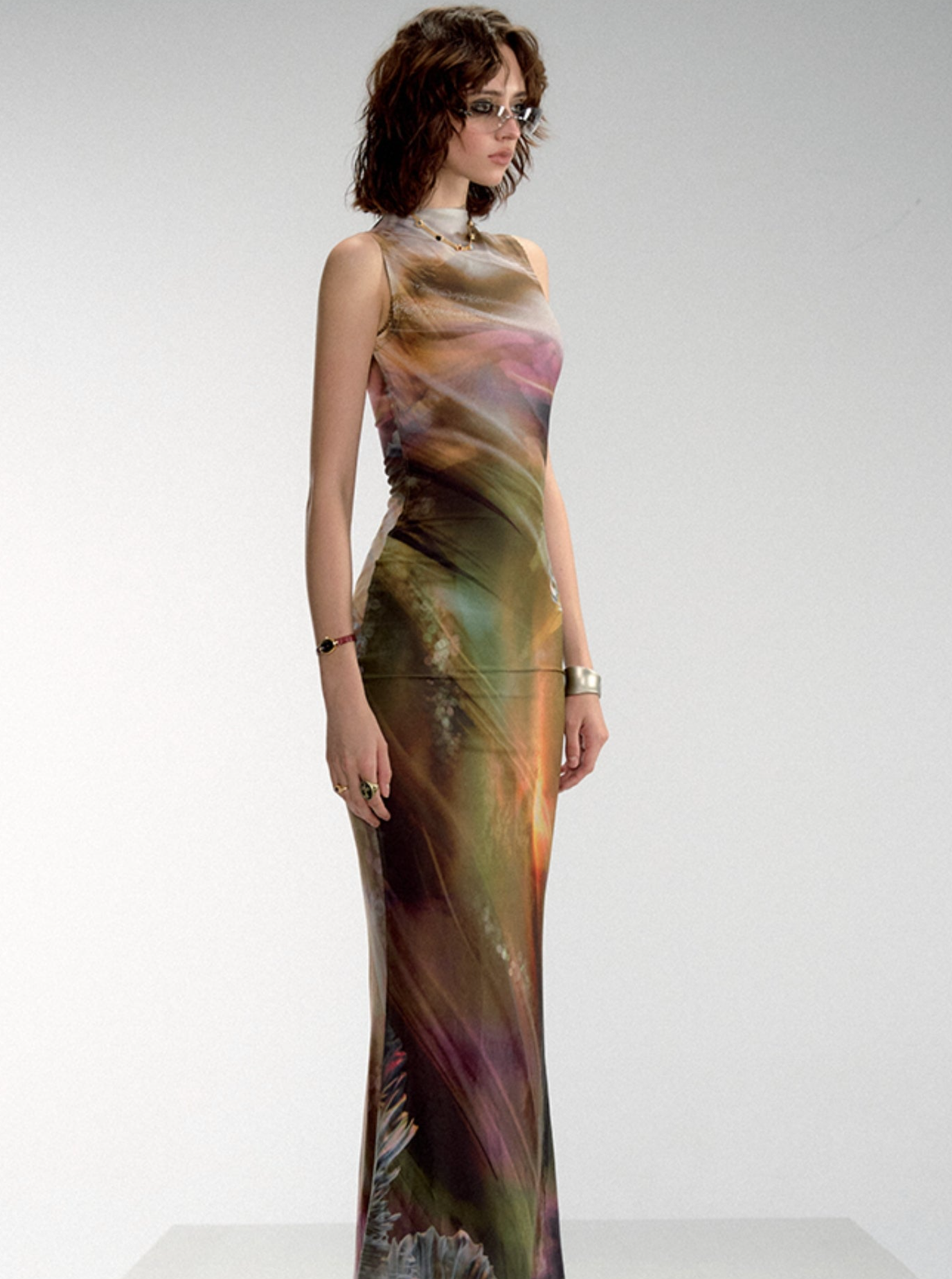 Aurora Borealis Sleeveless Maxi Dress