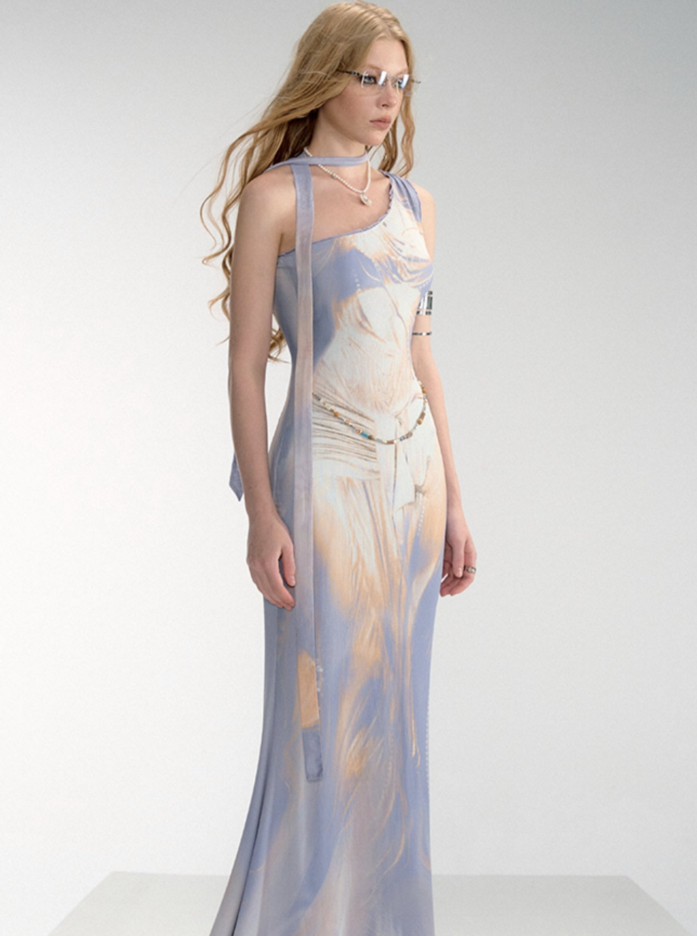 Ethereal Watercolor Two-Piece Gown Set