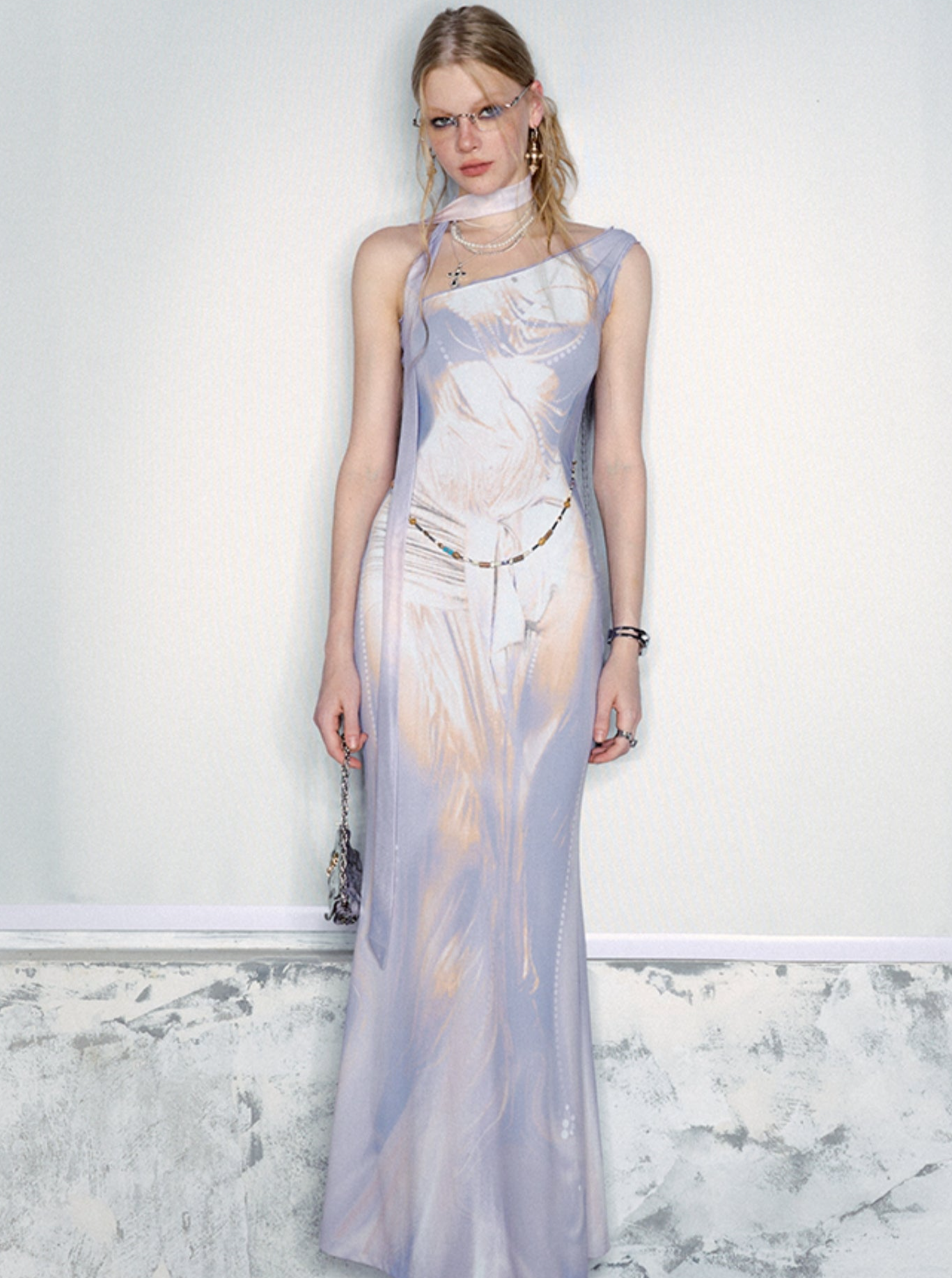 Ethereal Watercolor Two-Piece Gown Set