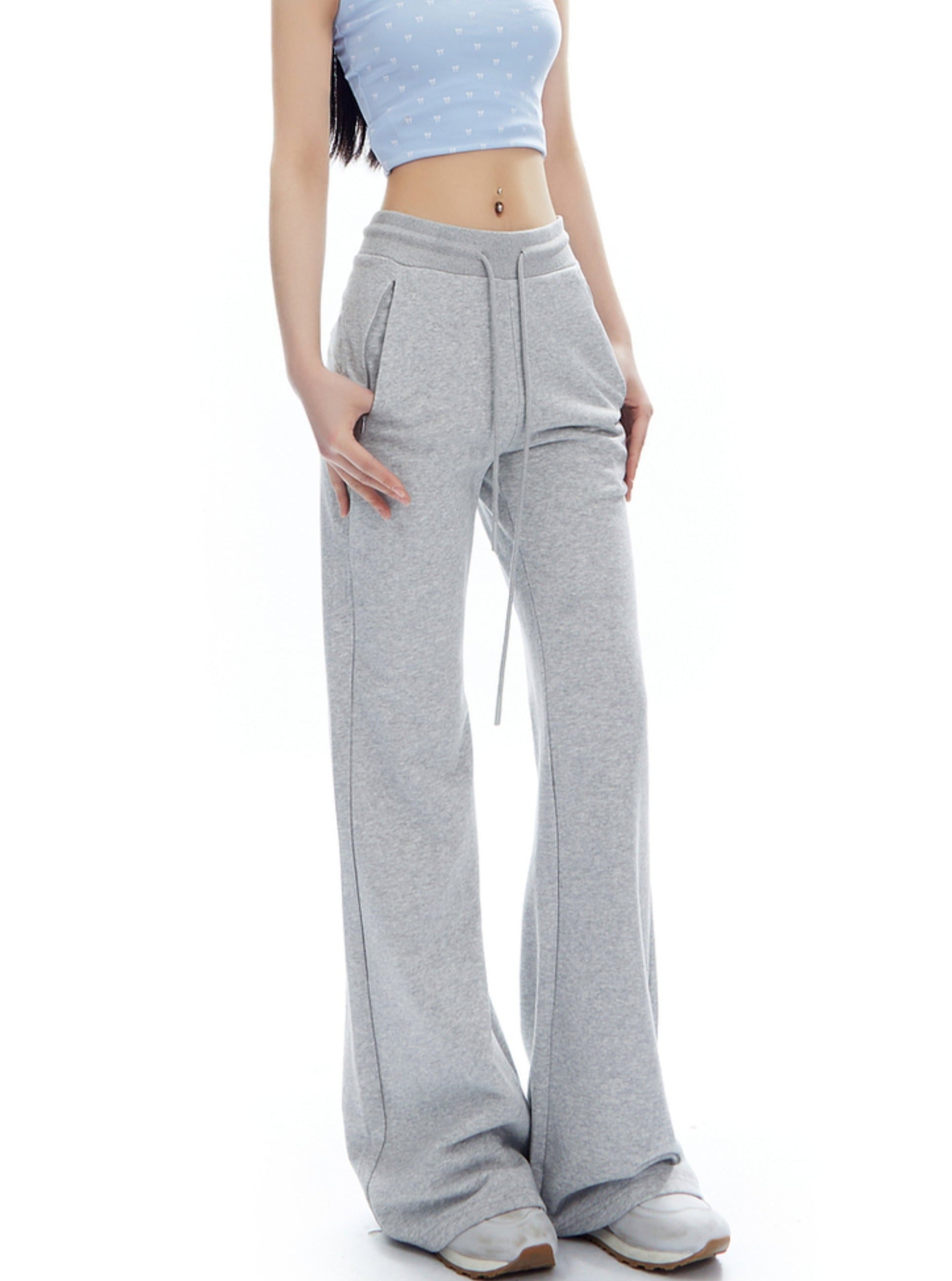 Wide-Leg Drawstring Sweatpants