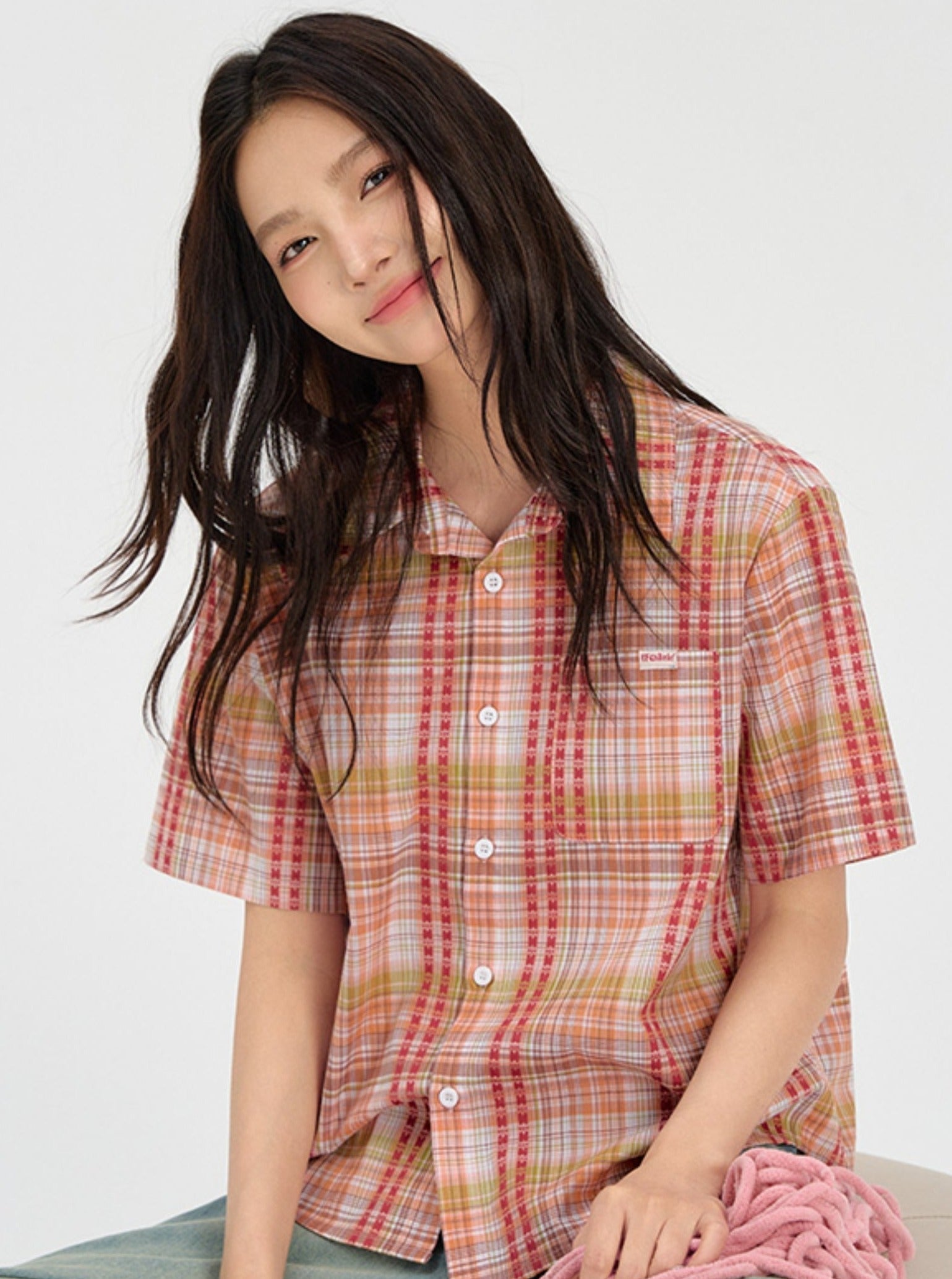 Vibrant Plaid Button-Up Shirt - chiclara