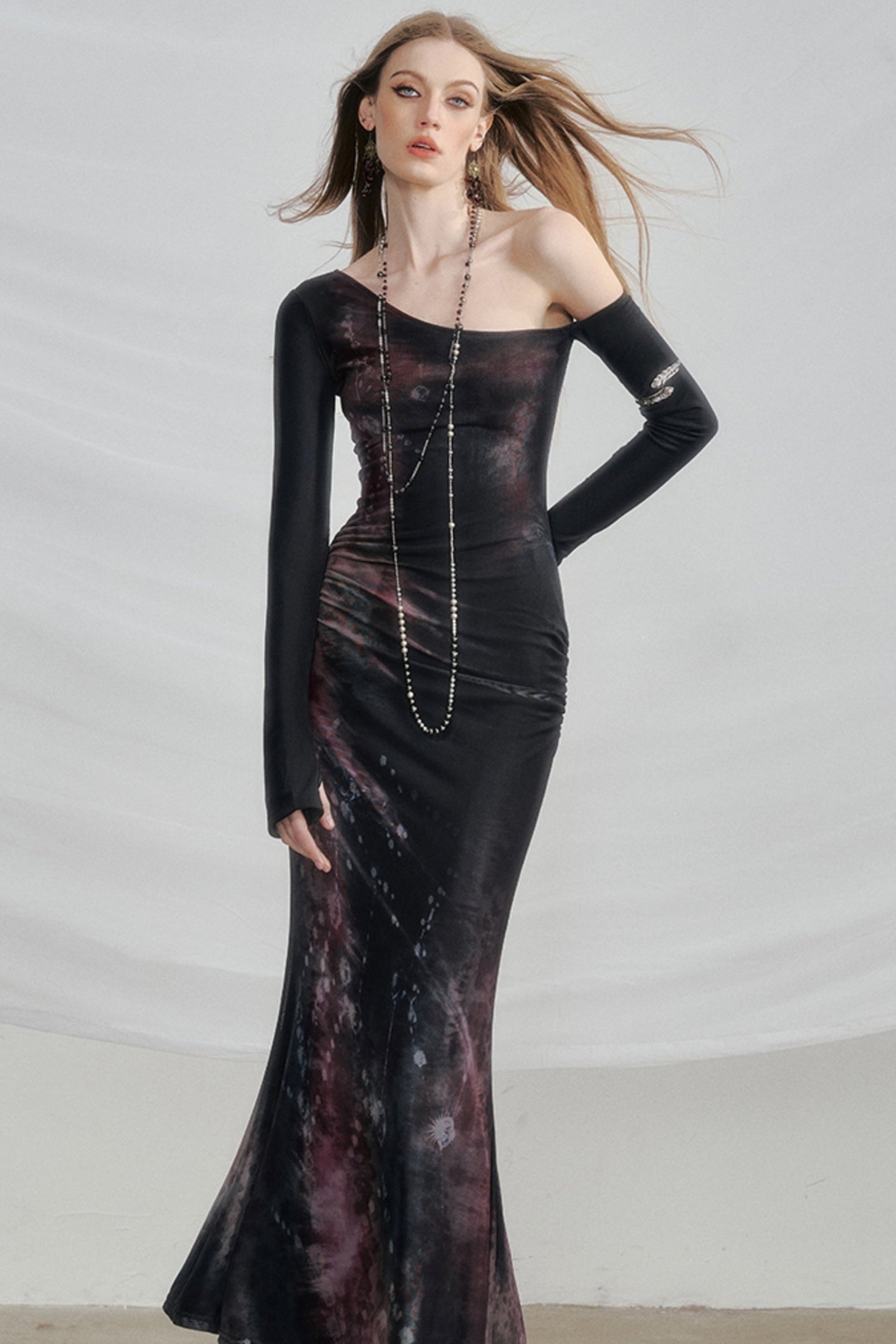 Dark Galaxy Velvet Mermaid Dress