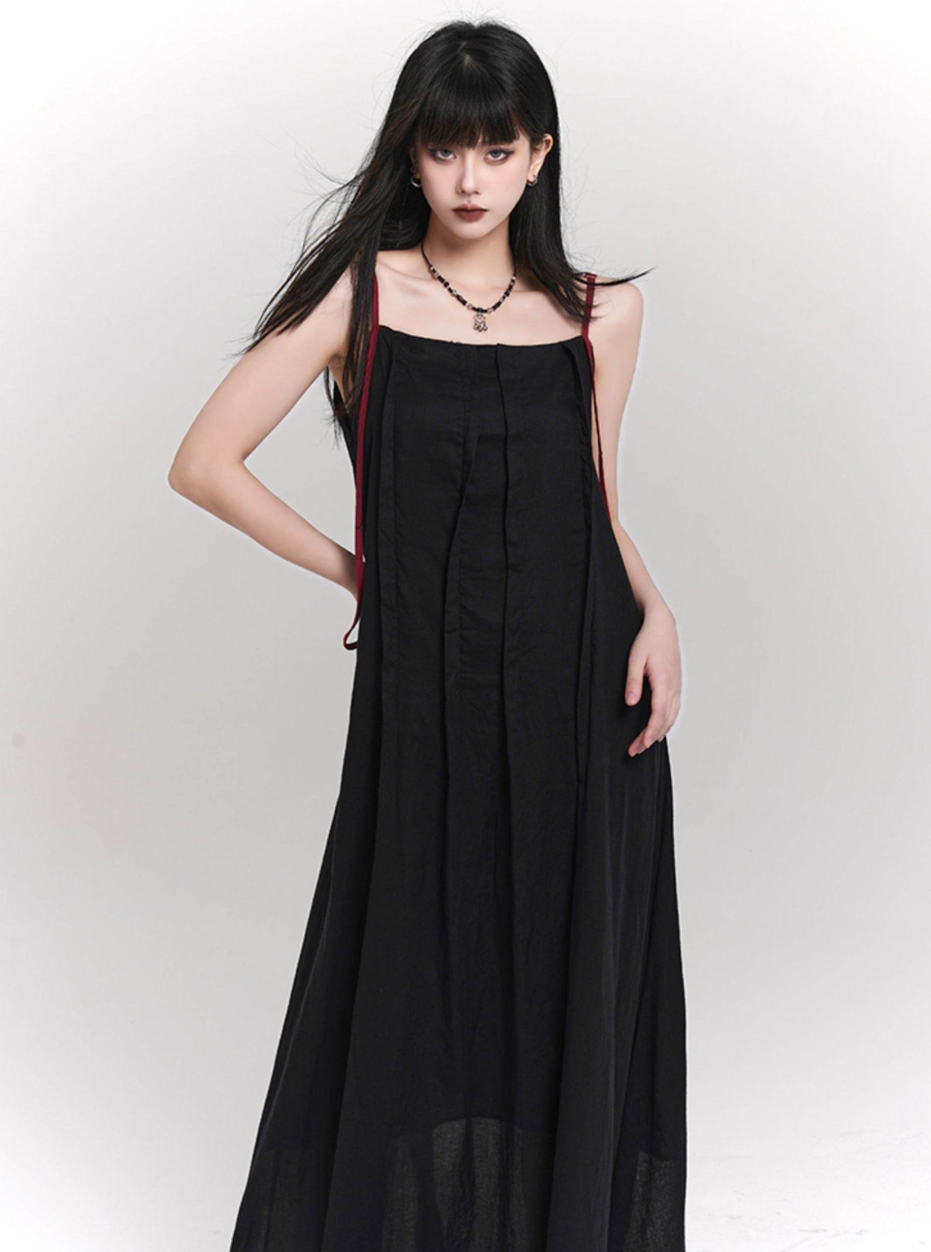 Strap Pleated Maxi Dress