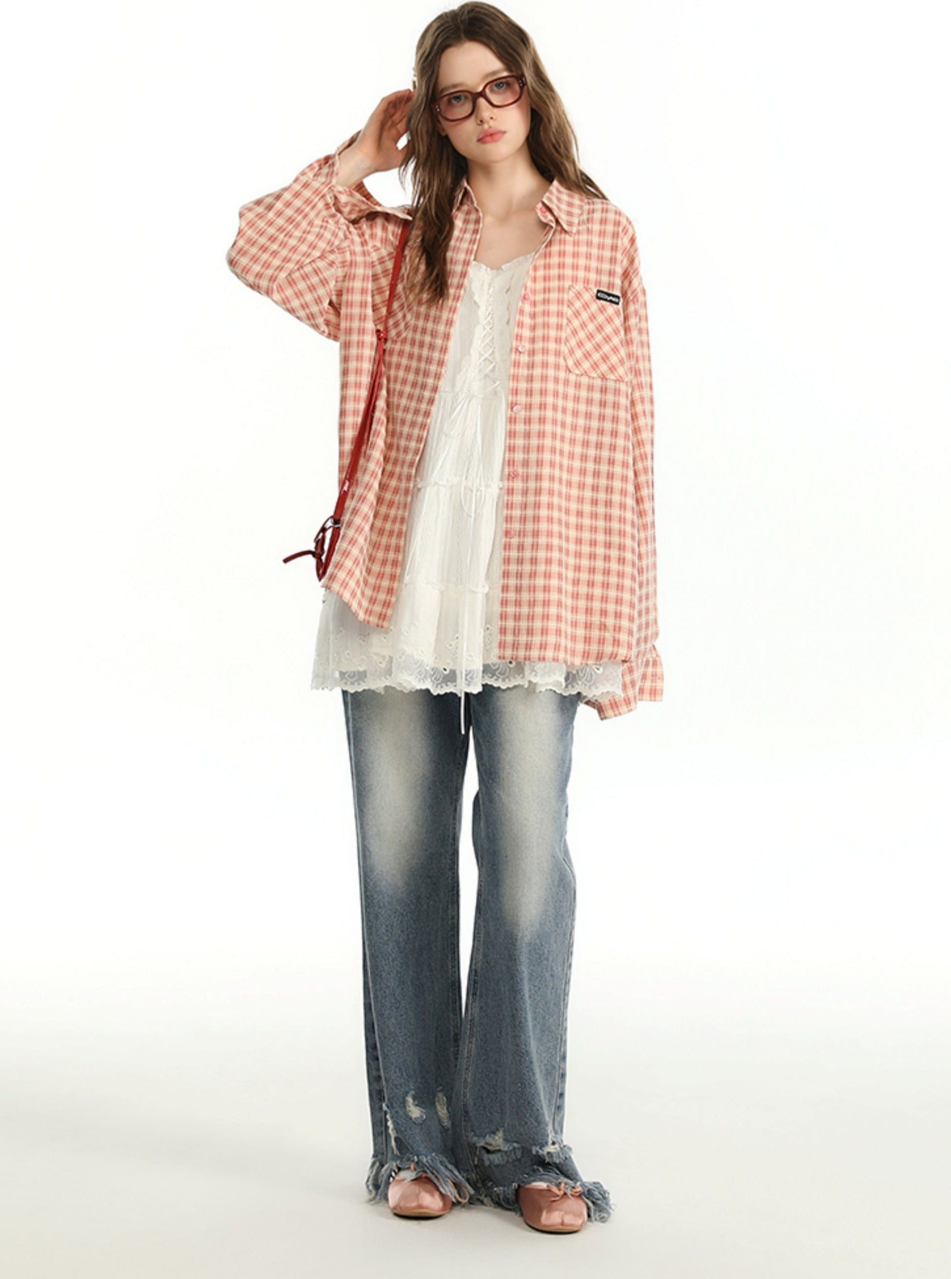 Retro Gingham Button-Up Shirt