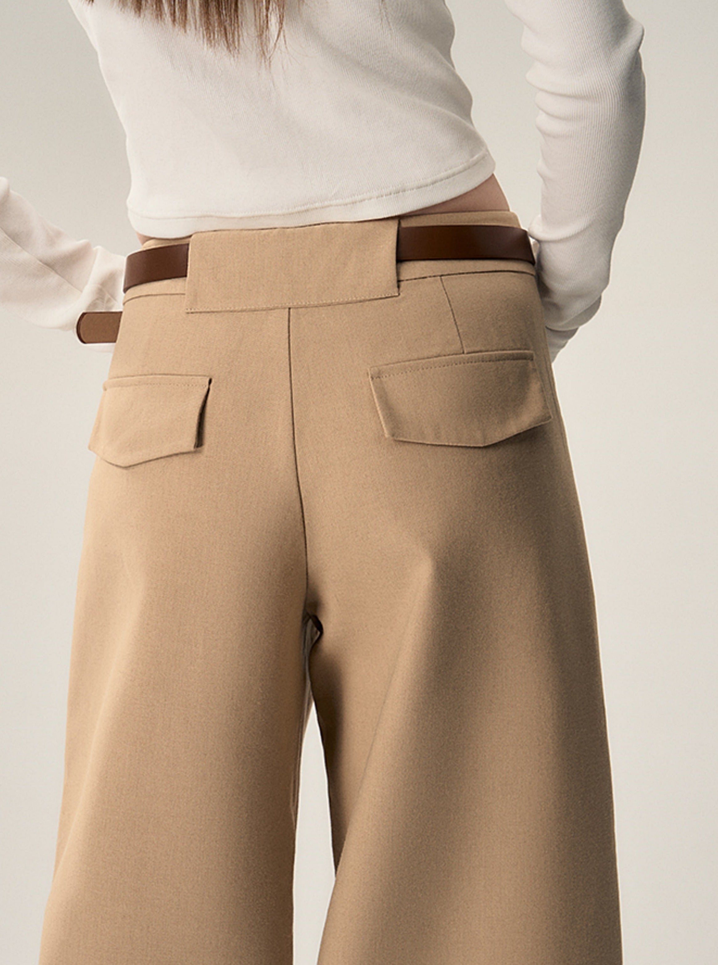 Vintage Loose Wool Low Rise Casual Pants - chiclara