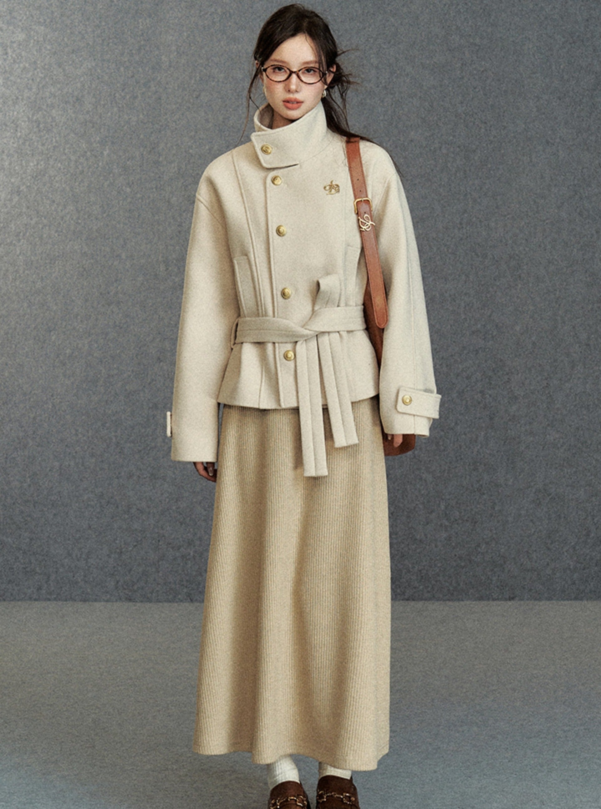 Elegant Asymmetric Belted Coat