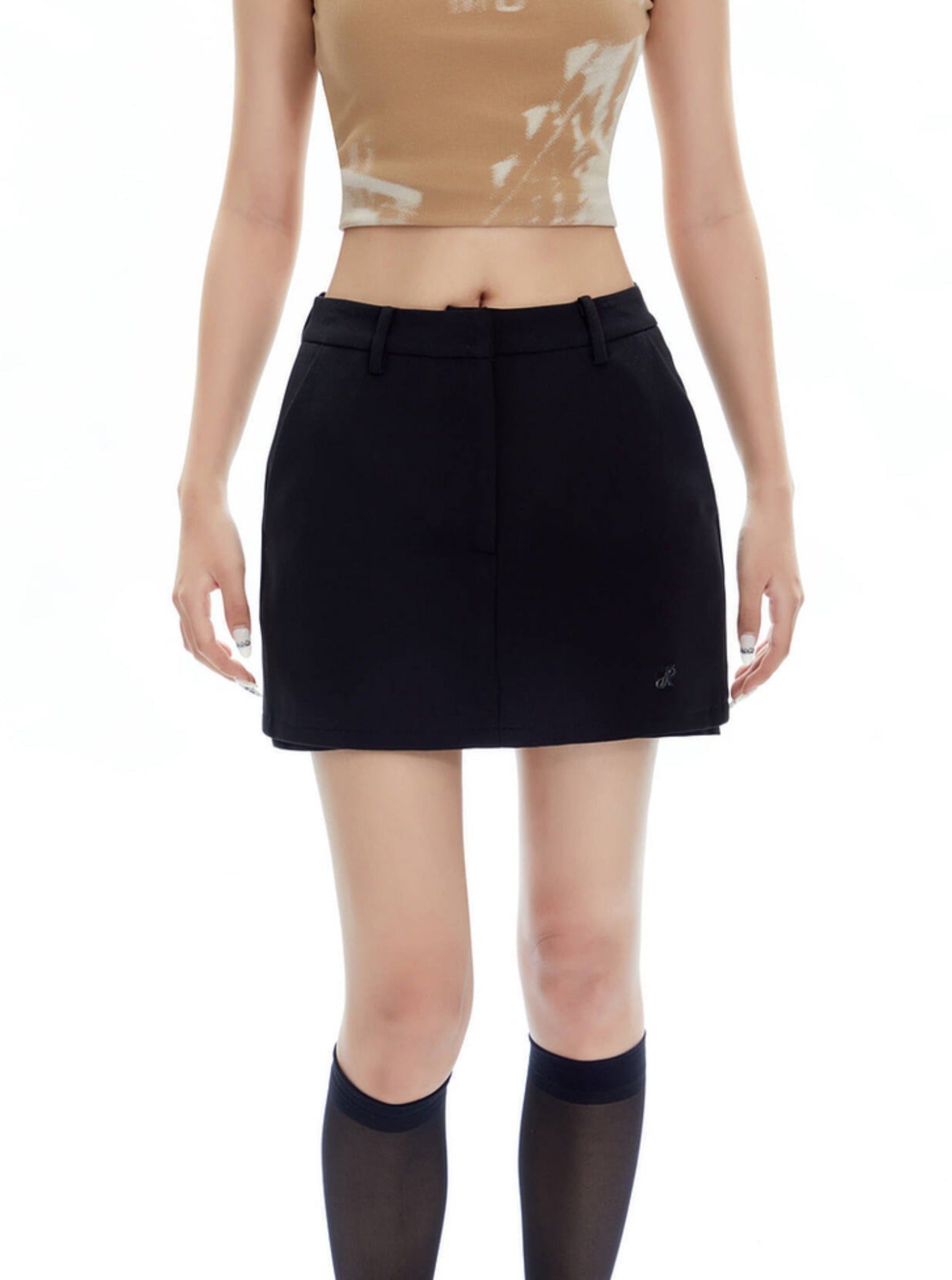 Tailored Mini Skort in Charcoal Grey