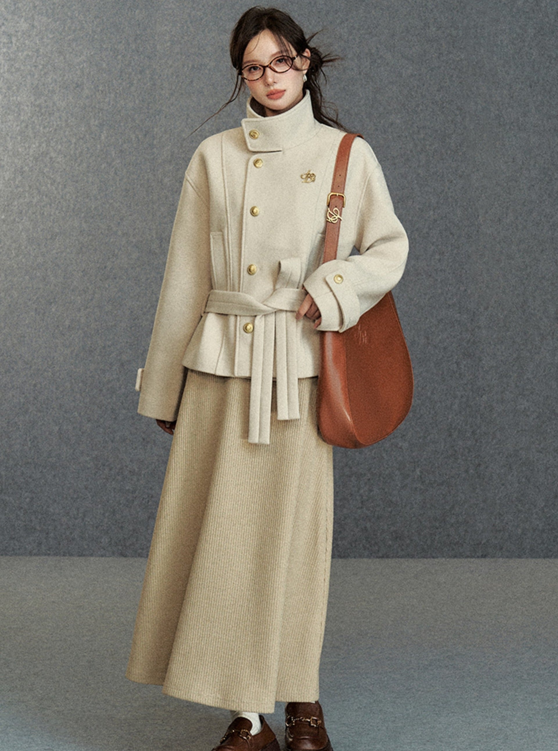 Elegant Asymmetric Belted Coat