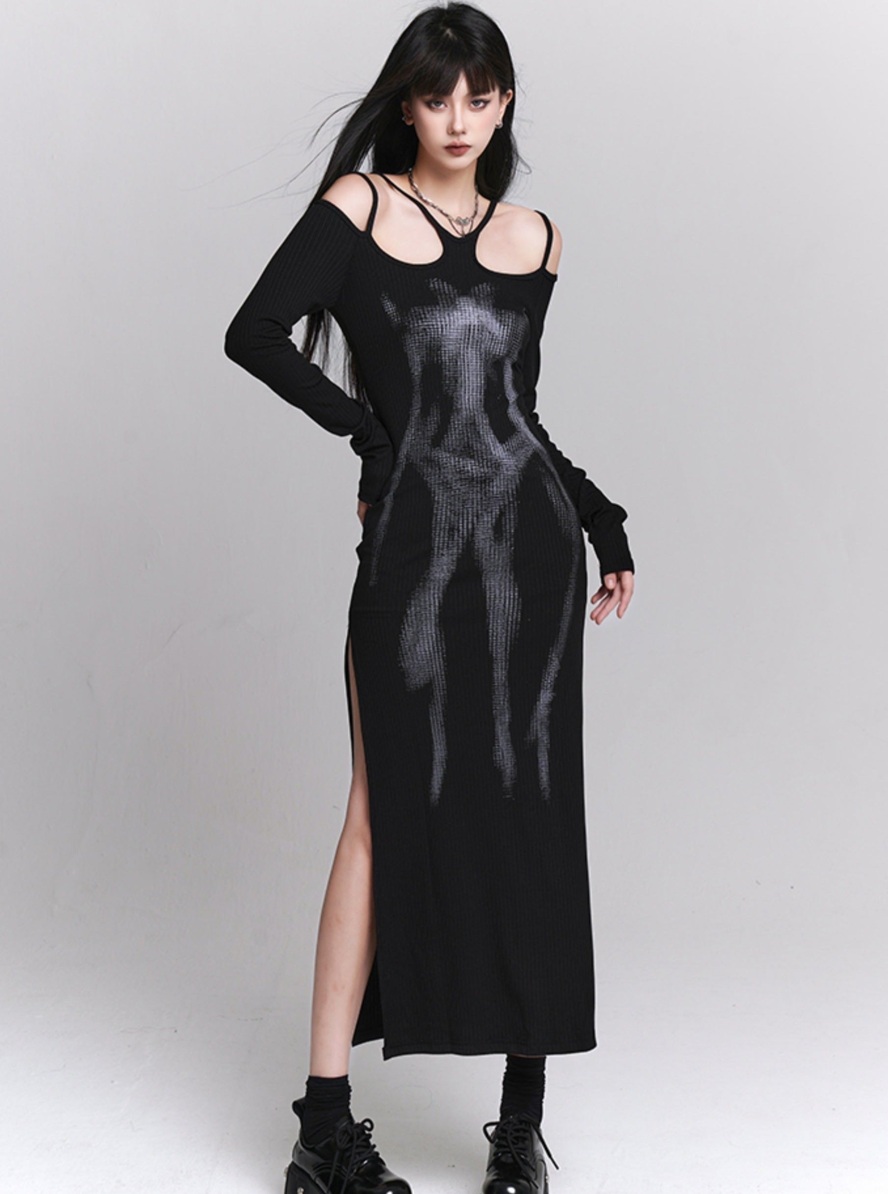 Black Artistic Spring Dress - chiclara