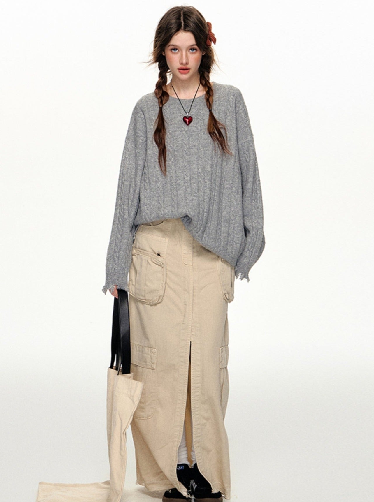 Autumn Solid Color Sweater And Inner Vest Set