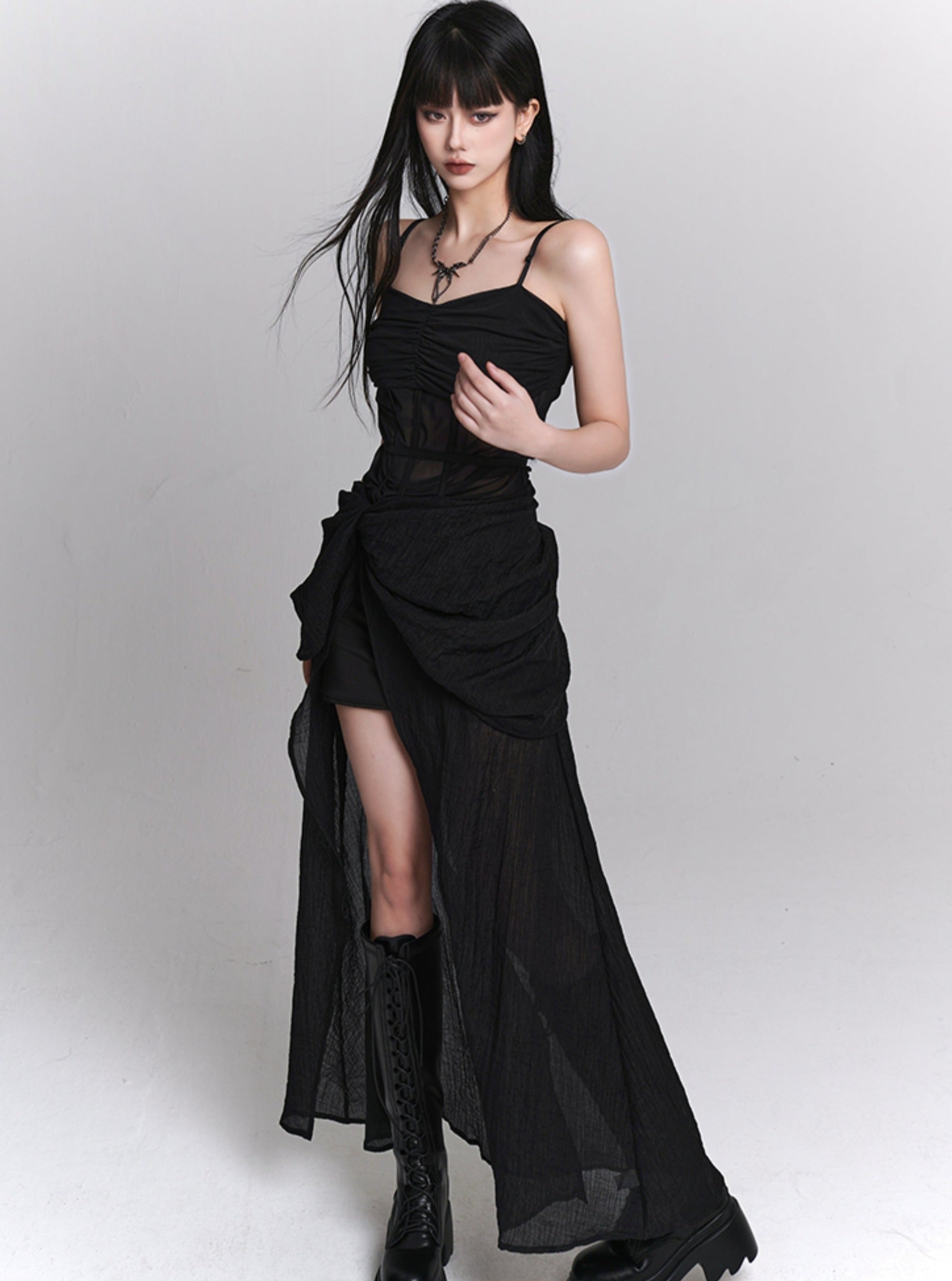 Elegant Black Slip Dress - chiclara