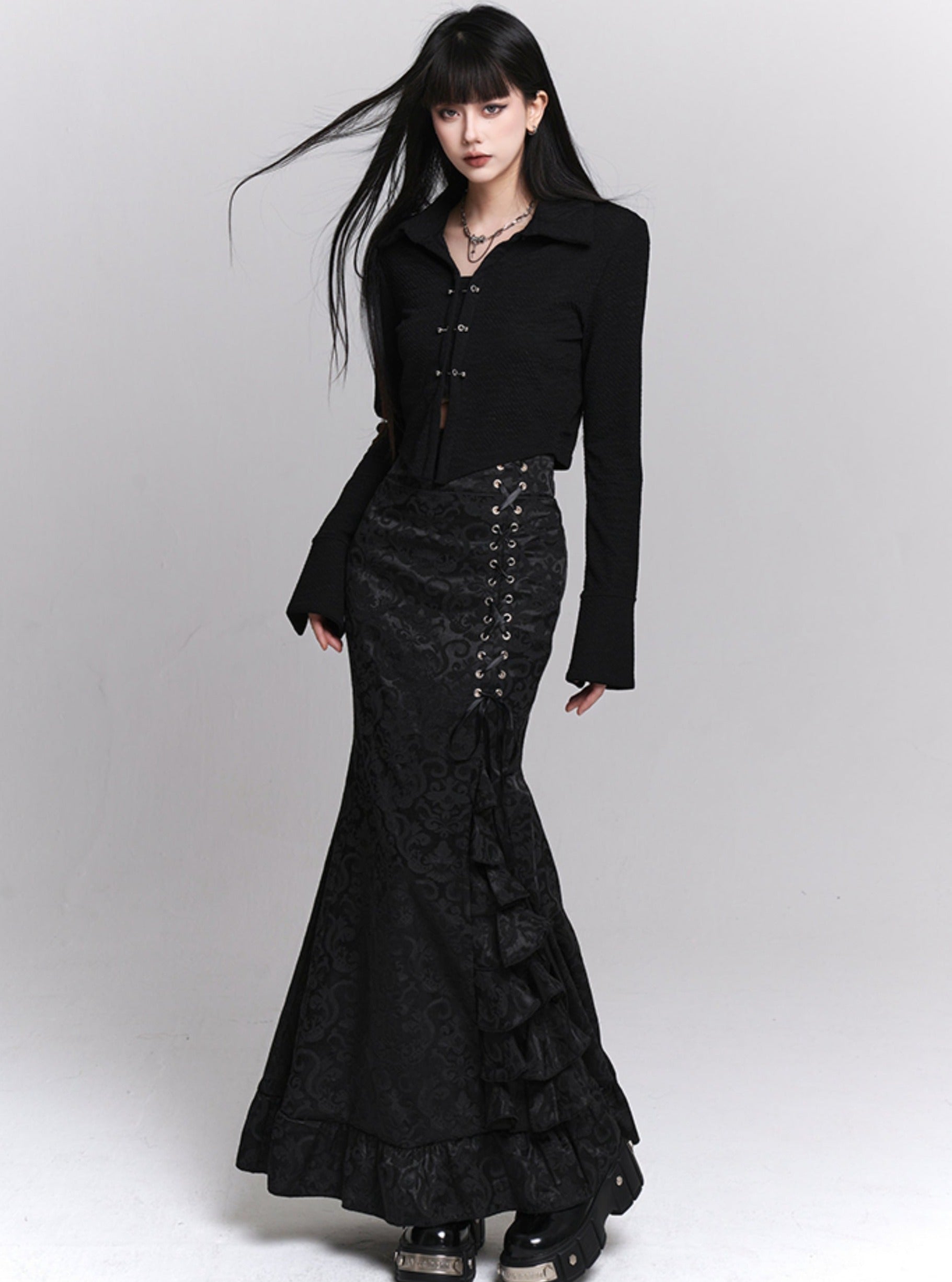 Black Hip Mermaid Style Skirt - chiclara