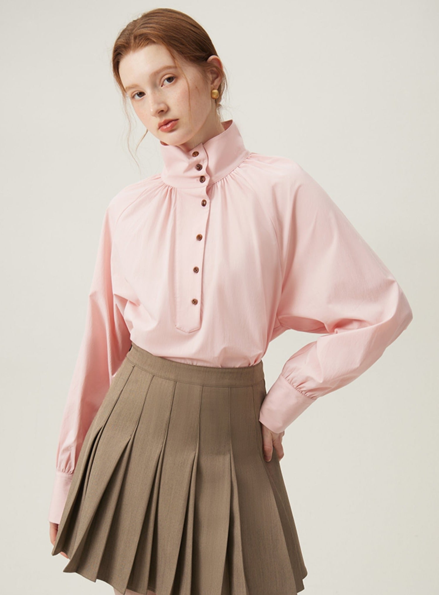 Pearl Button Collar Blouse