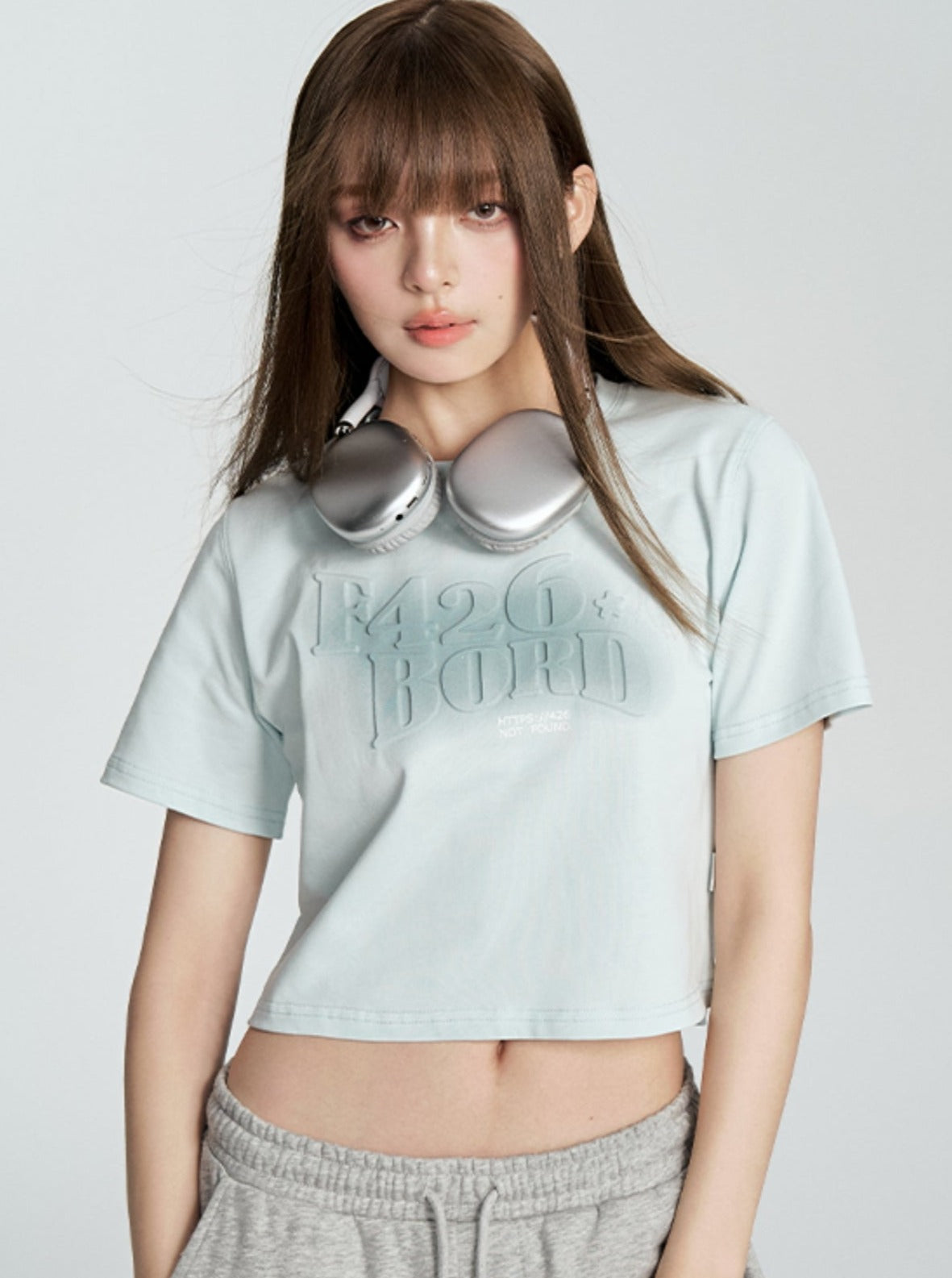 Tee with Embossed Letter Design - chiclara