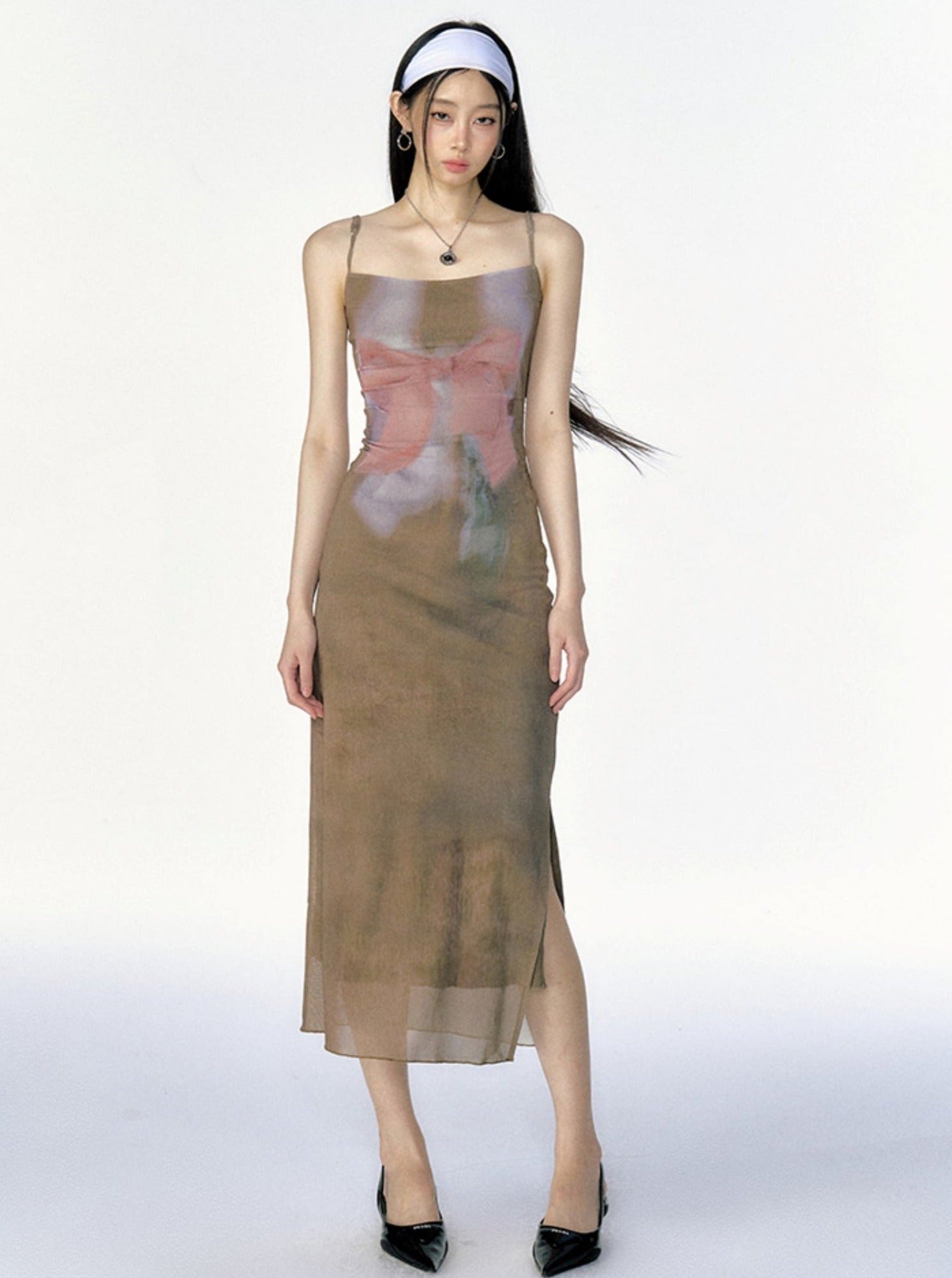 Abstract Floral Mesh Summer Dress