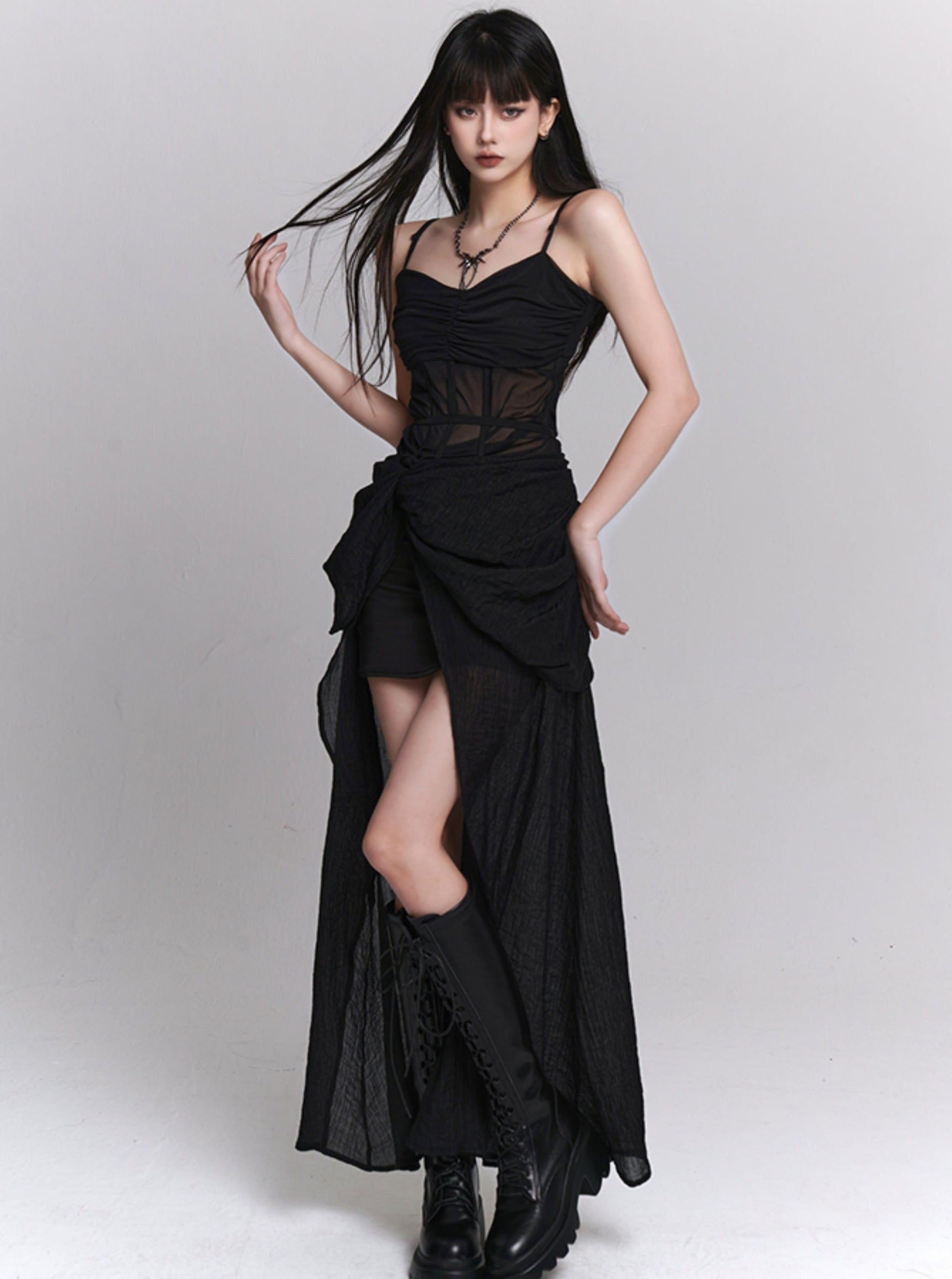 Elegant Black Slip Dress - chiclara