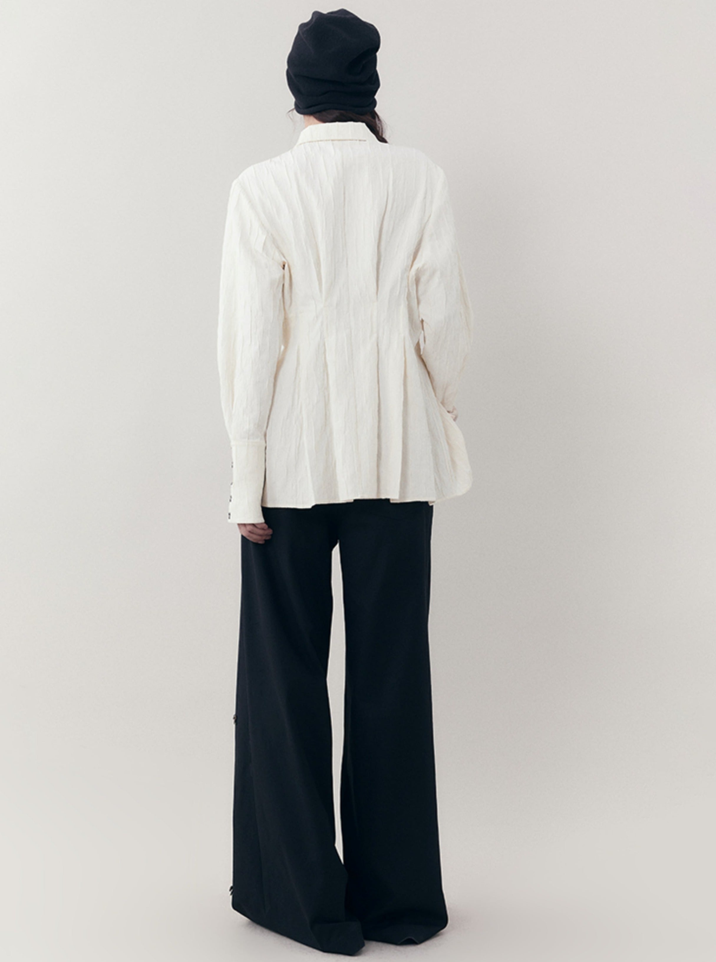 Ivory Button Pleat Blouse