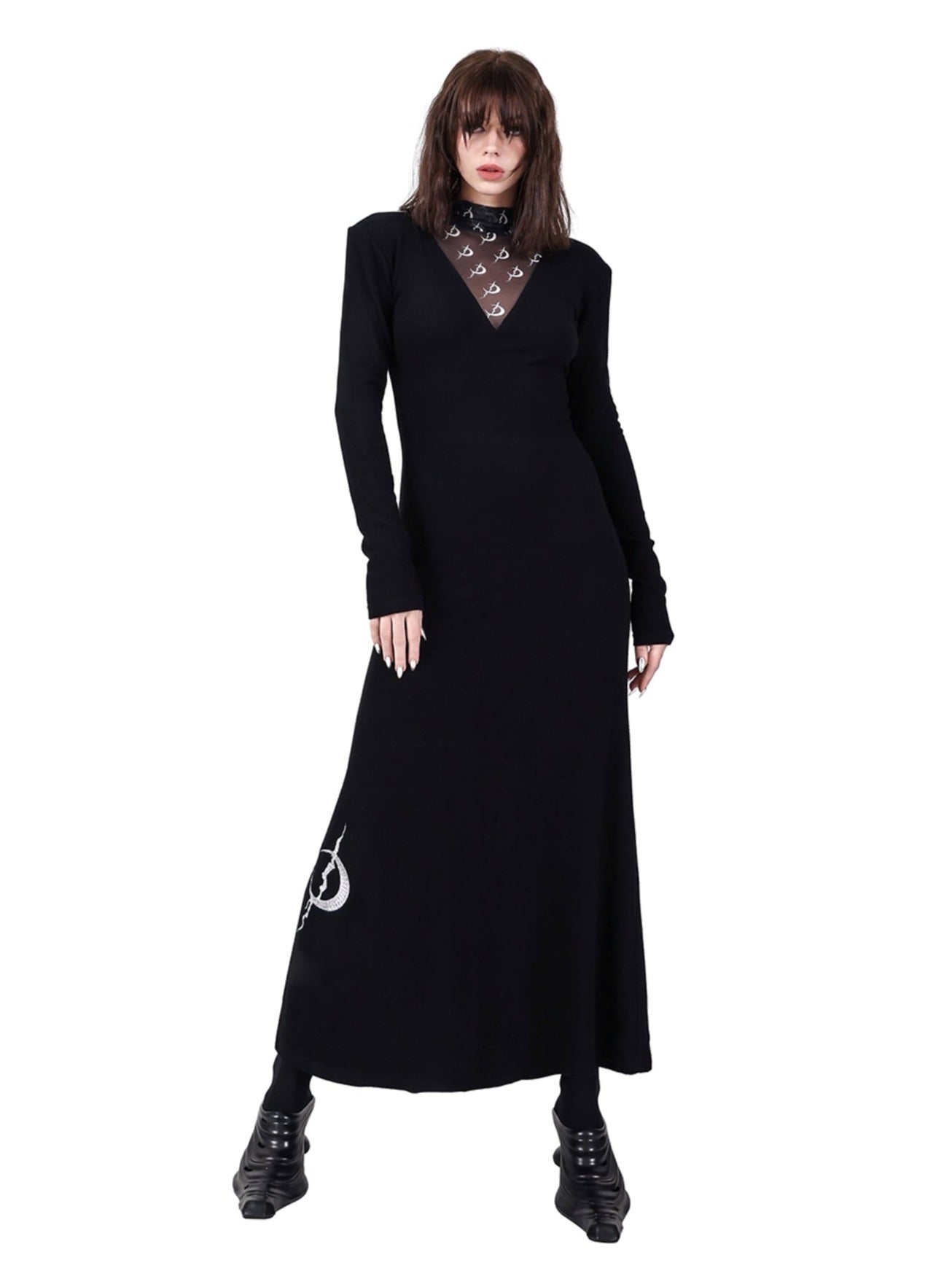 PINKSPINK Gothic Moon Maxi Dress - Black