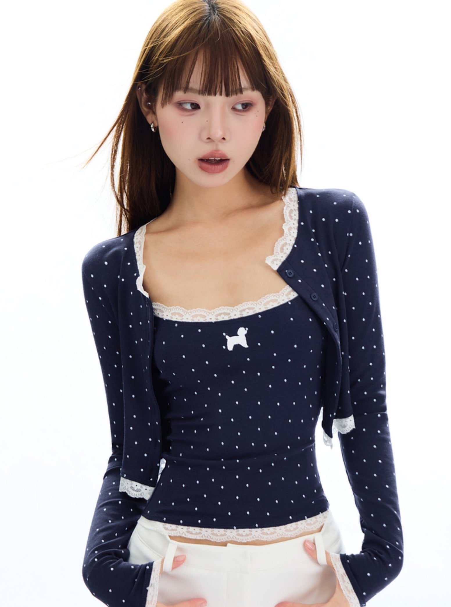 Polka Dot Silhouette Print Camisole Set