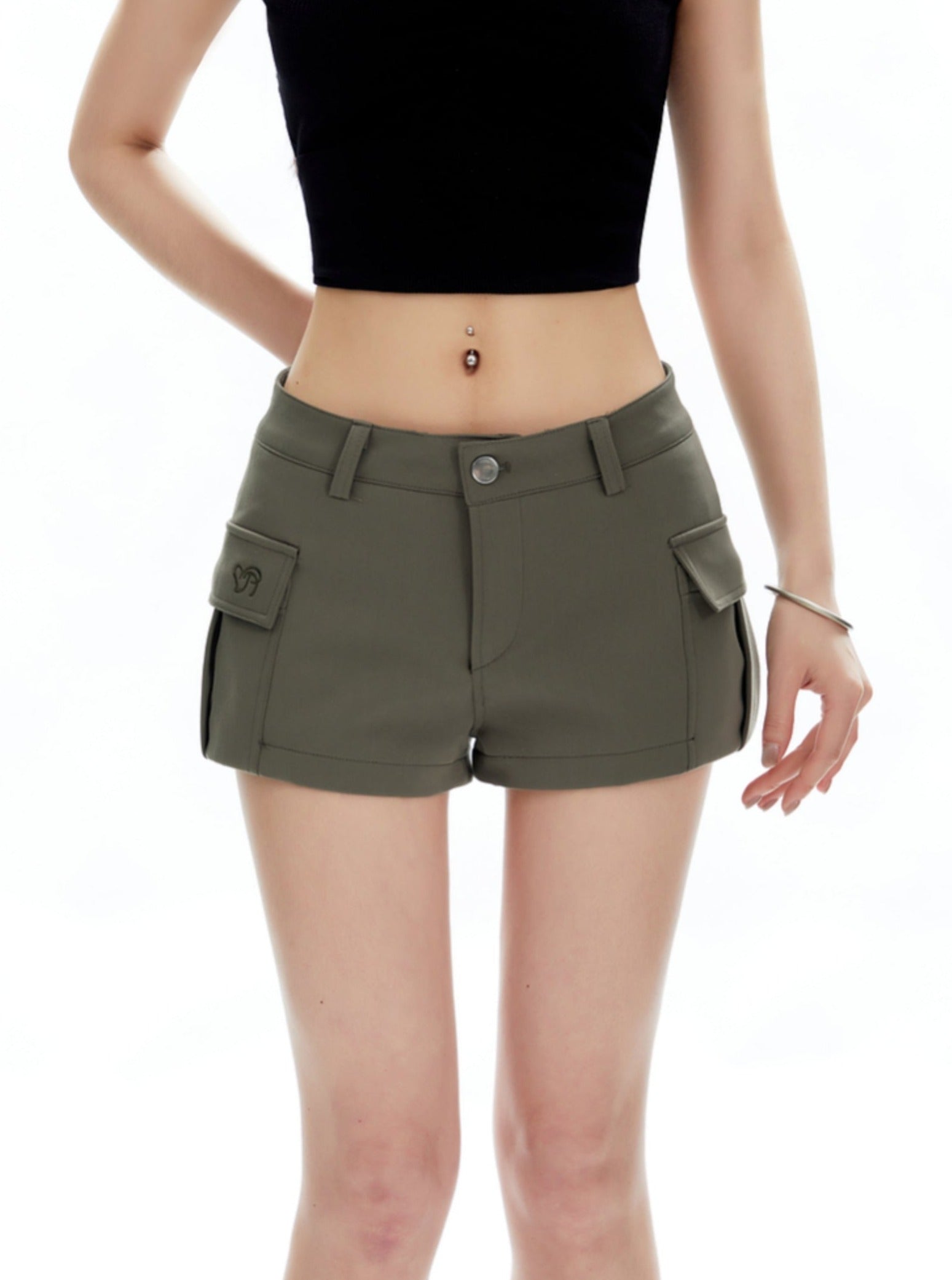 Tailored Mini Shorts with Flap Pocket