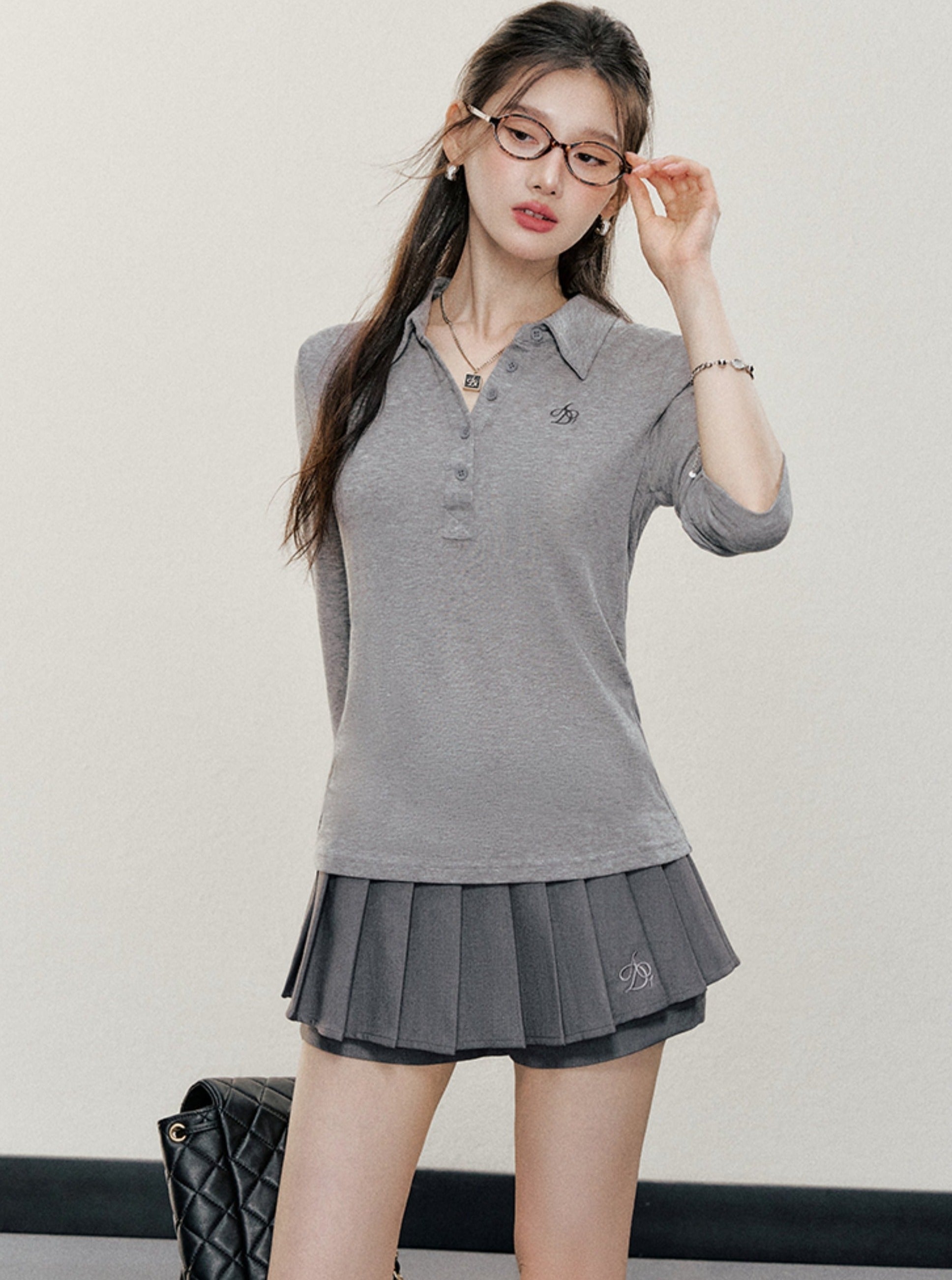 Classic Long Sleeve Polo Shirt: Slim-Fit Knit Top with Embroidered Logo