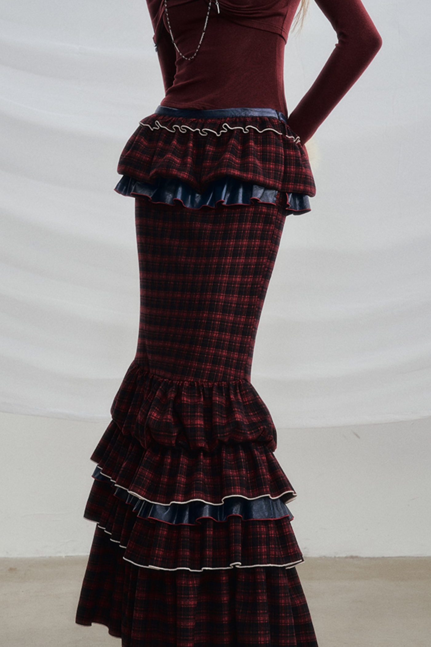 Plaid Ruffled Victorian Gothic Skirt