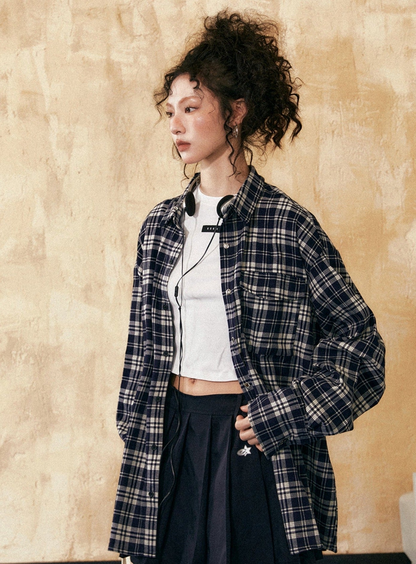 Loose Fashion Casual Plaid Shirt - chiclara