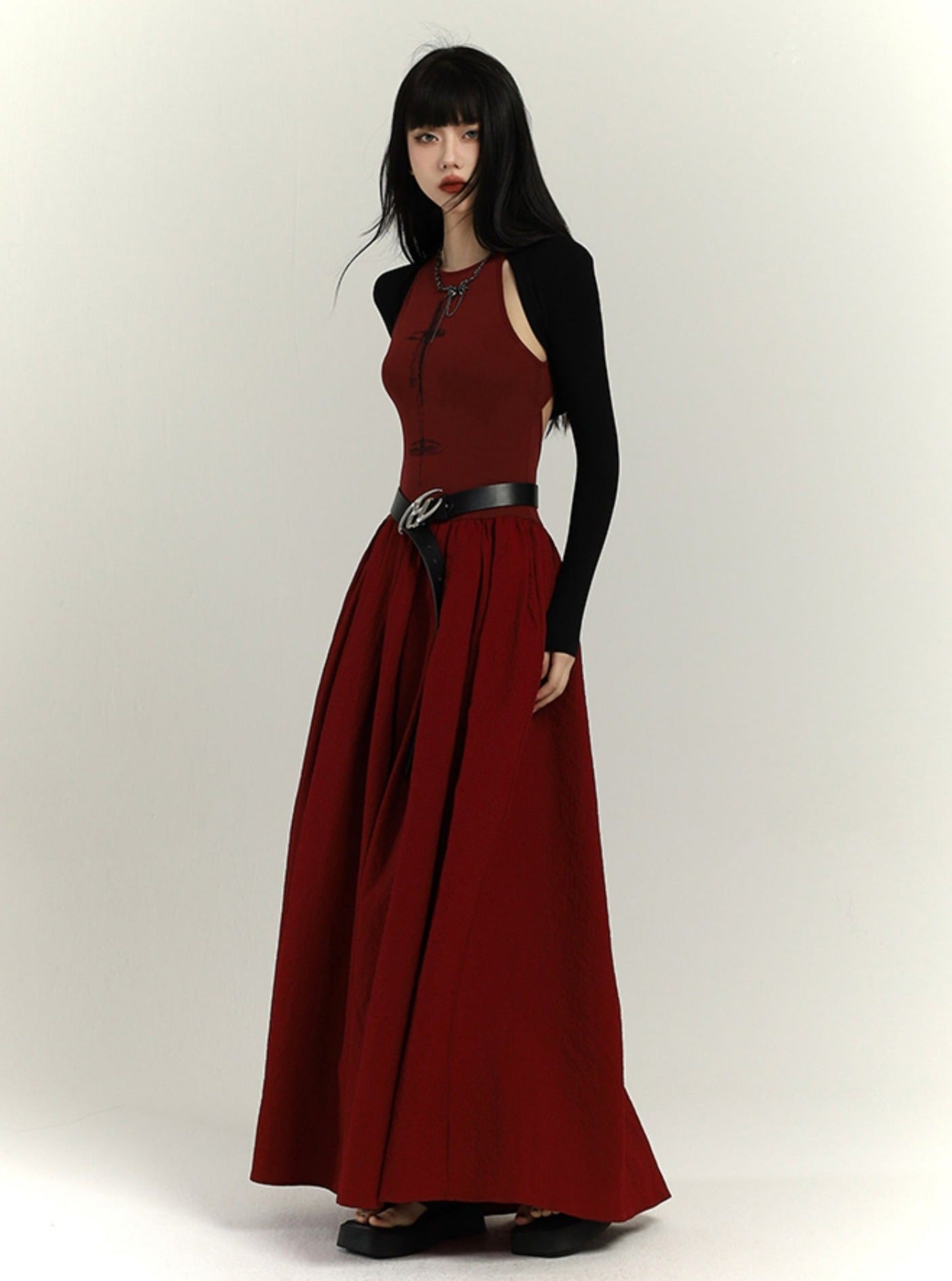 Crimson Elegance Maxi Dress - chiclara