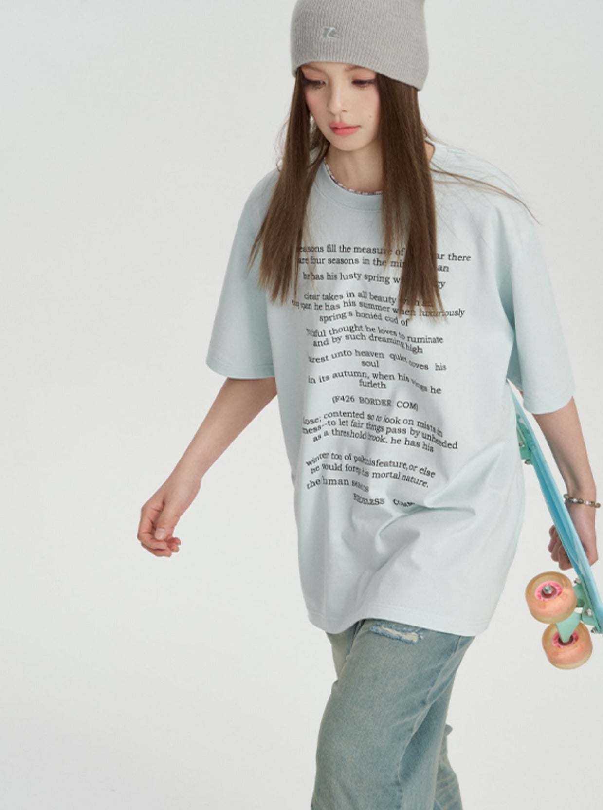 Smudged Letter Print Tee - chiclara