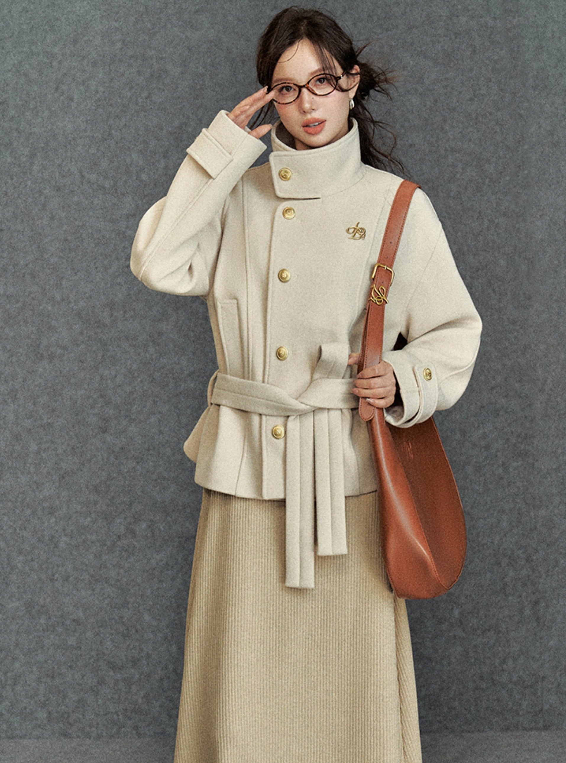 Elegant Asymmetric Belted Coat