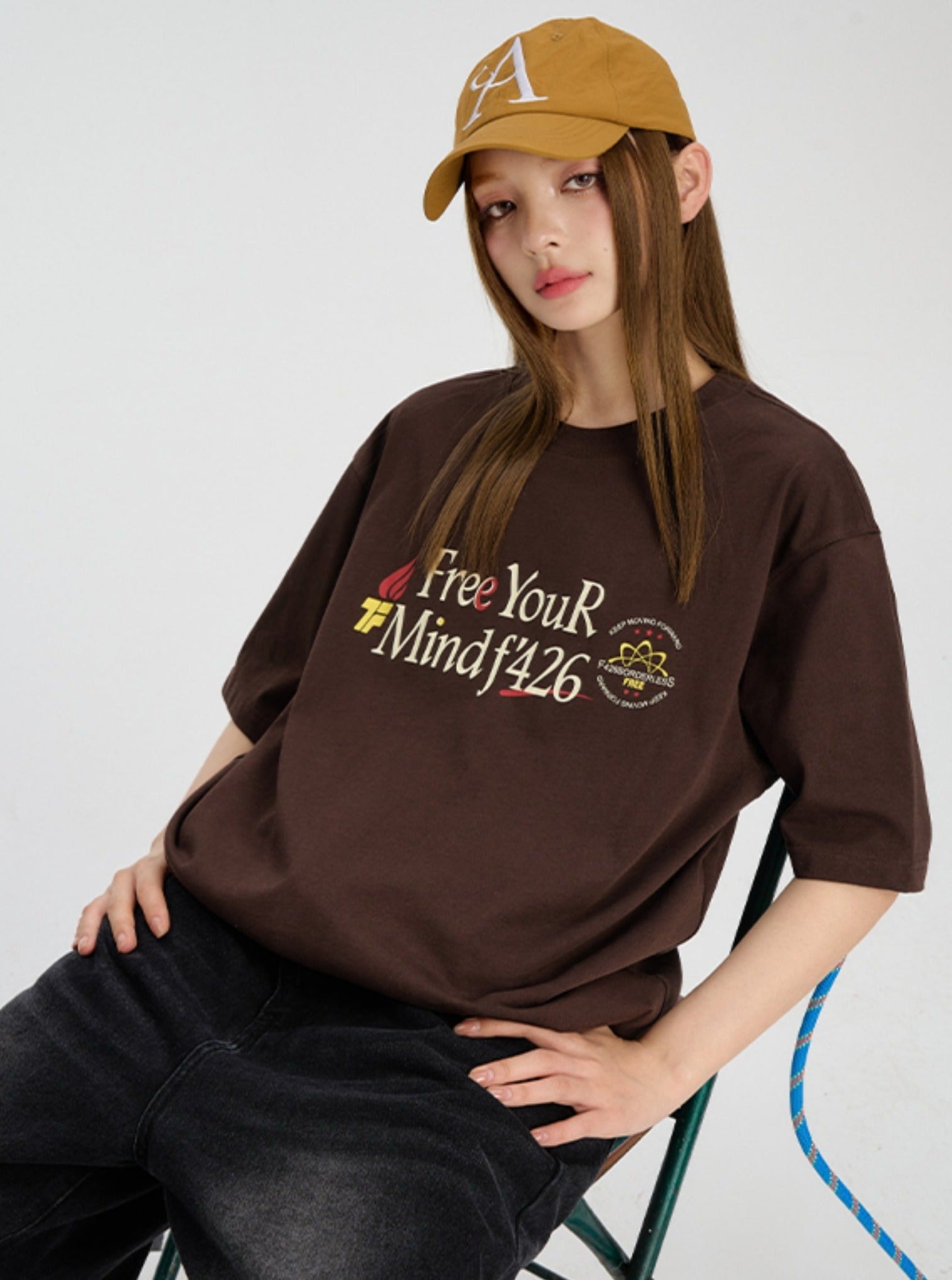 Slogan Print T-Shirt in Relaxed Fit - chiclara